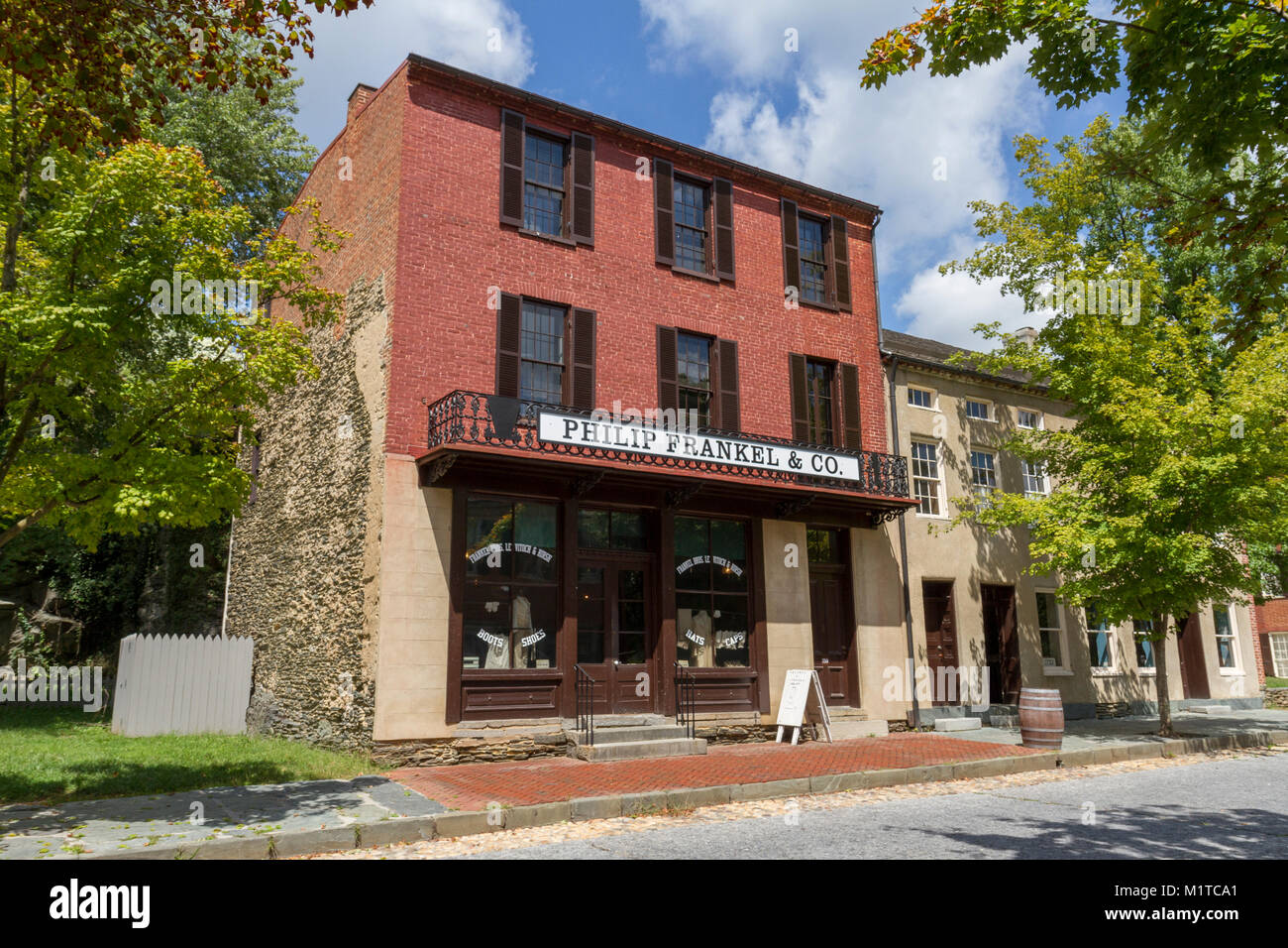Philip Frankel & Co. store sulla Shenandoah St in Harper's Ferry National Historic Park, Jefferson county, West Virginia, Stati Uniti. Foto Stock