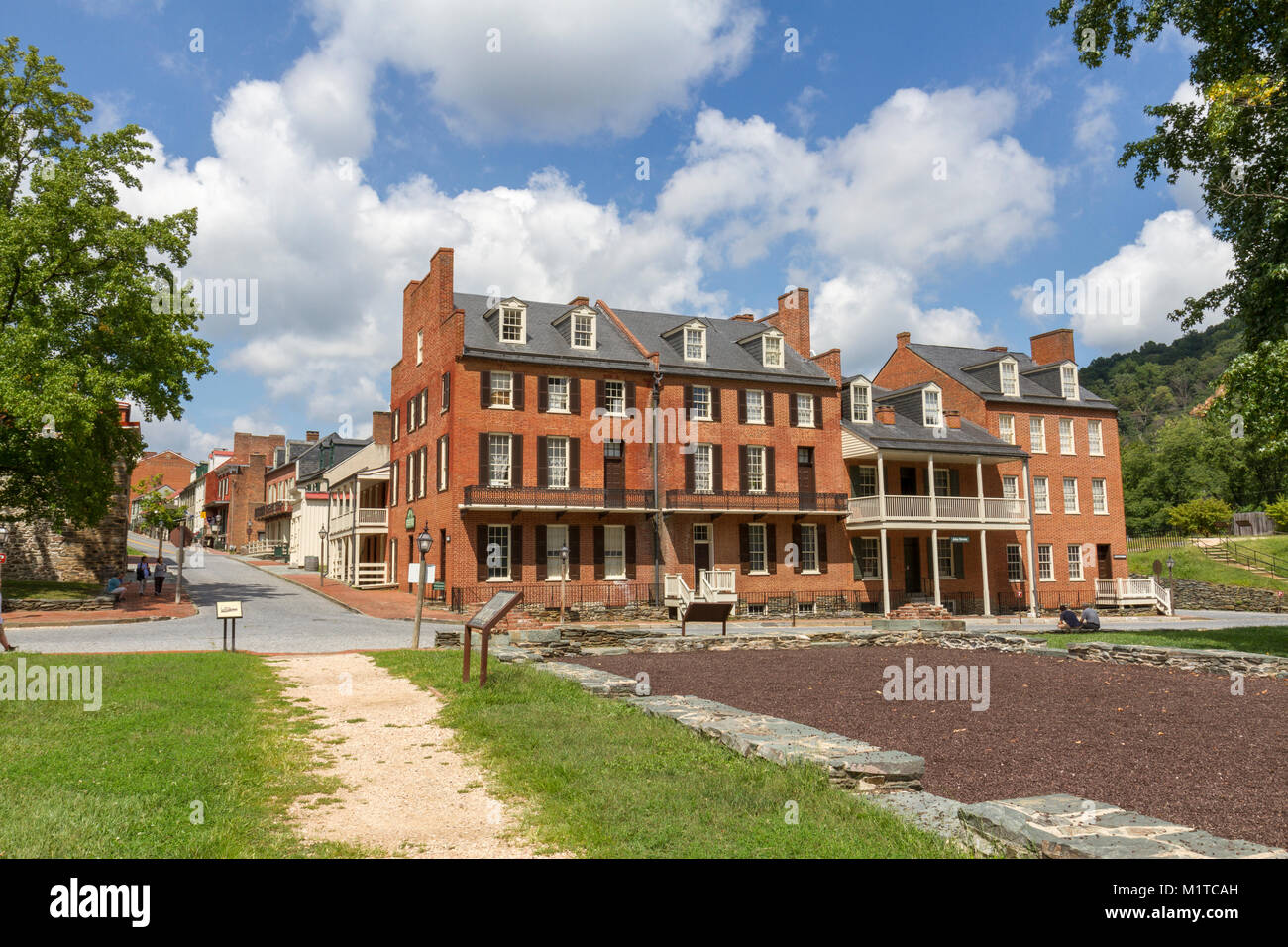Stephenson's Hotel sull'angolo di Shenandoah St/High St in Harper's Ferry National Historic Park, Jefferson county, West Virginia, Stati Uniti. Foto Stock