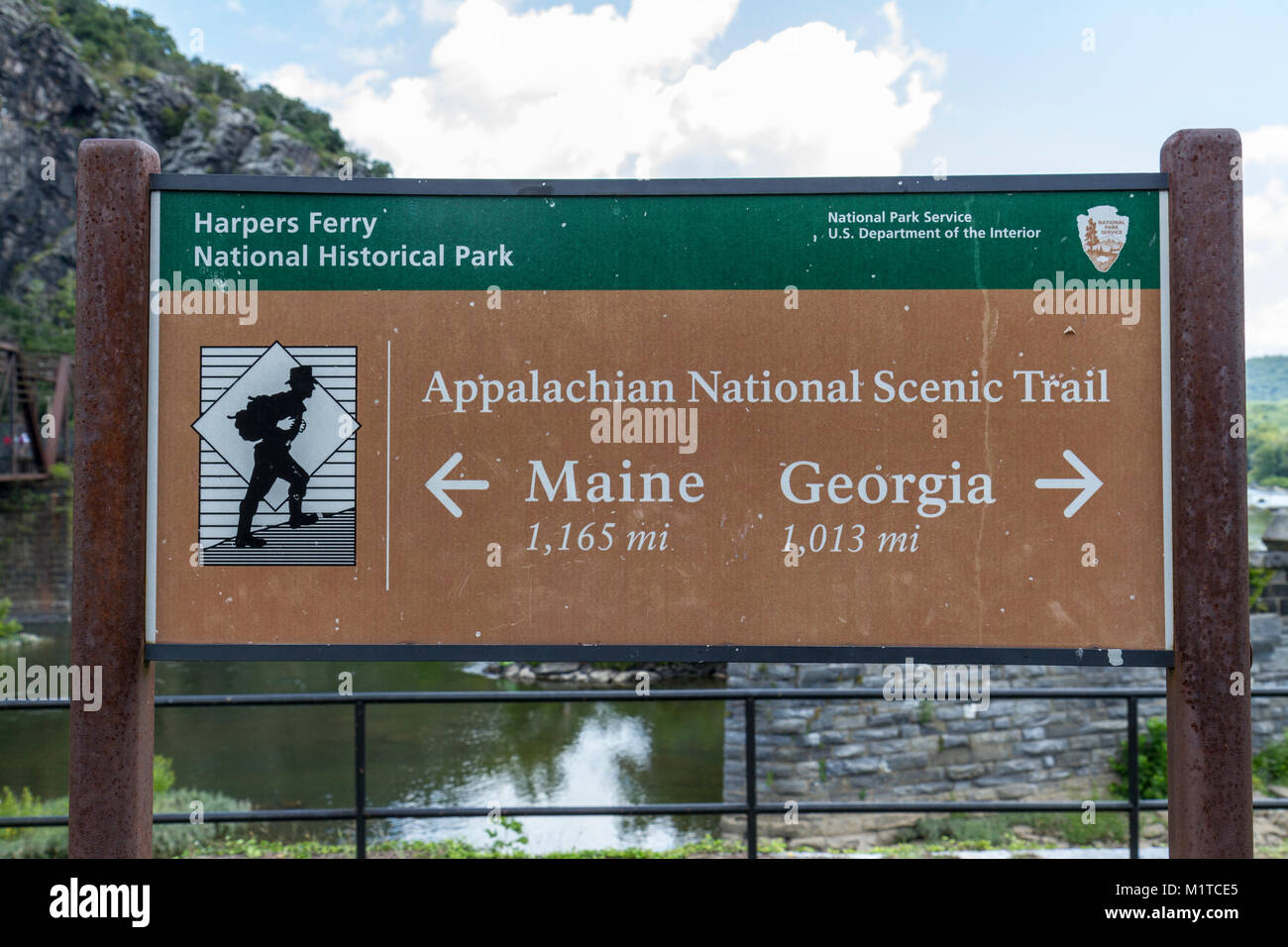 Appalachian National Scenic Trail National Park Service accedi harpers Ferry, West Virginia, Stati Uniti. Foto Stock