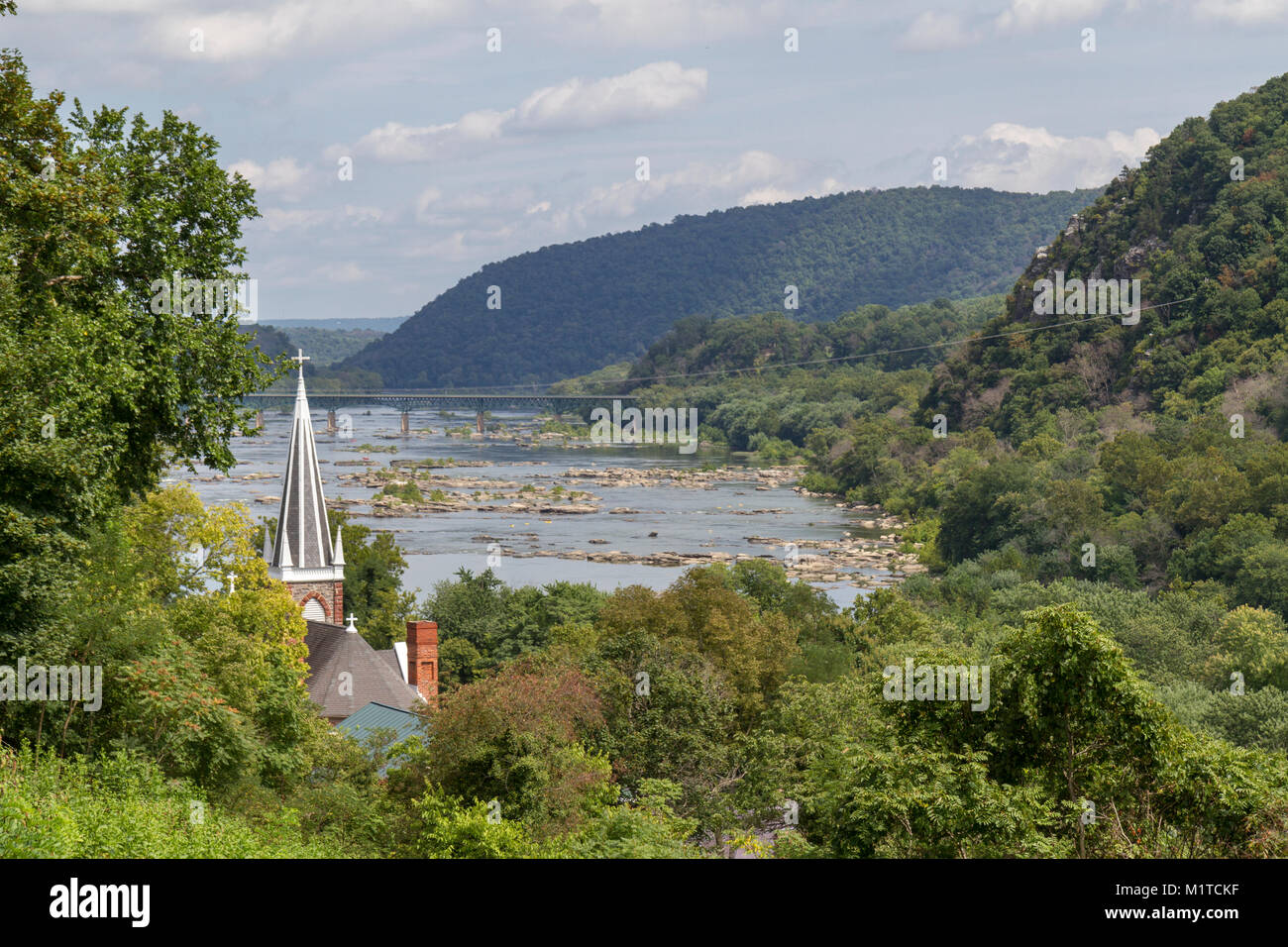 La vista dal Jefferson Rock outlook, harpers Ferry, West Virginia, Stati Uniti. Foto Stock