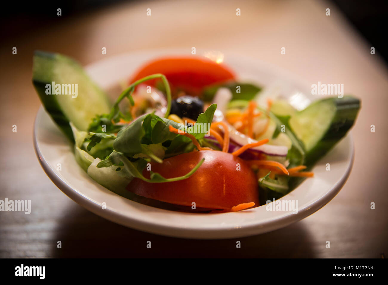 Insalata di contorno con nessun condimento Foto Stock
