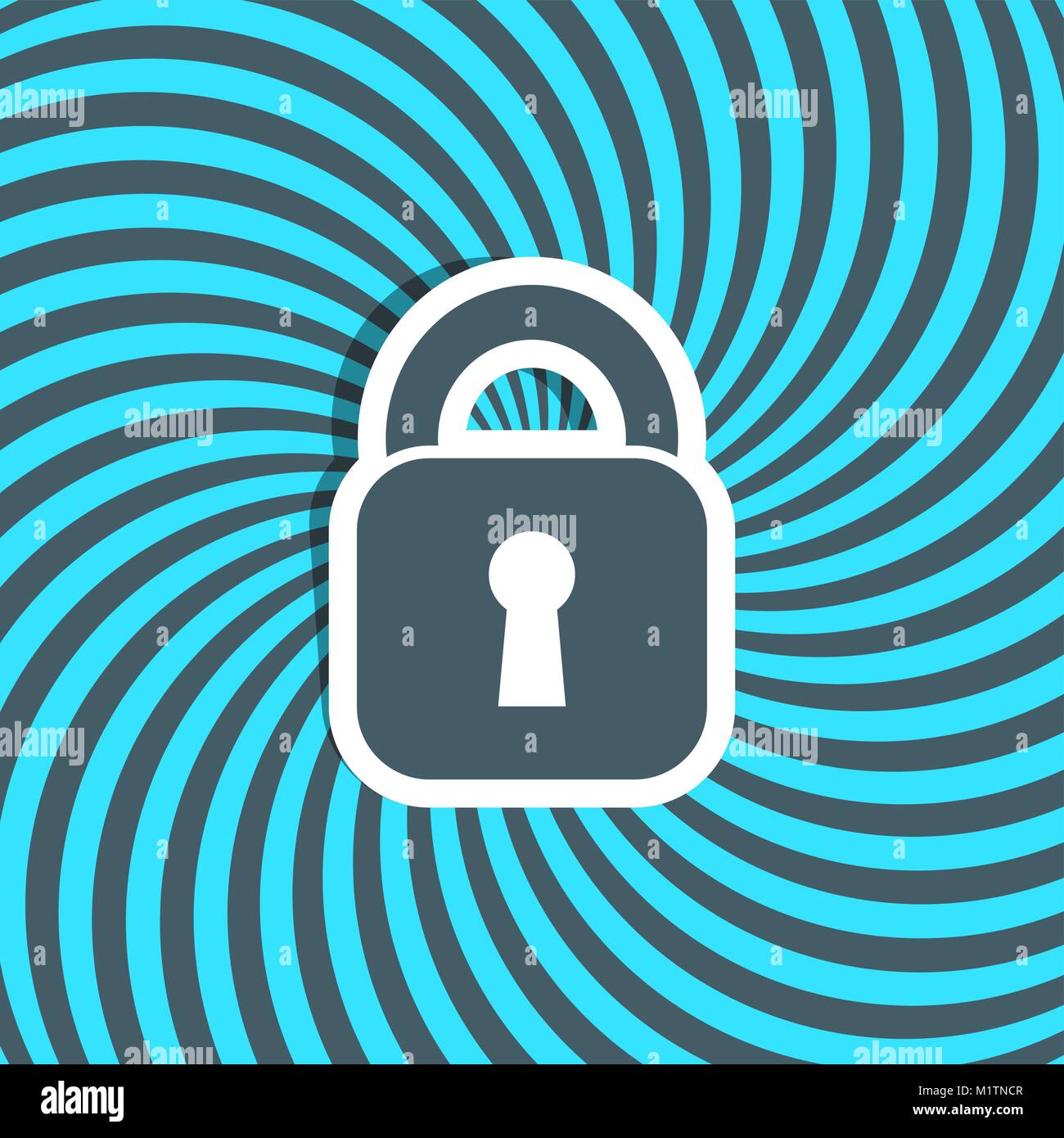 Vettore icona a forma di lucchetto su blu raggi del sole sullo sfondo Illustrazione Vettoriale