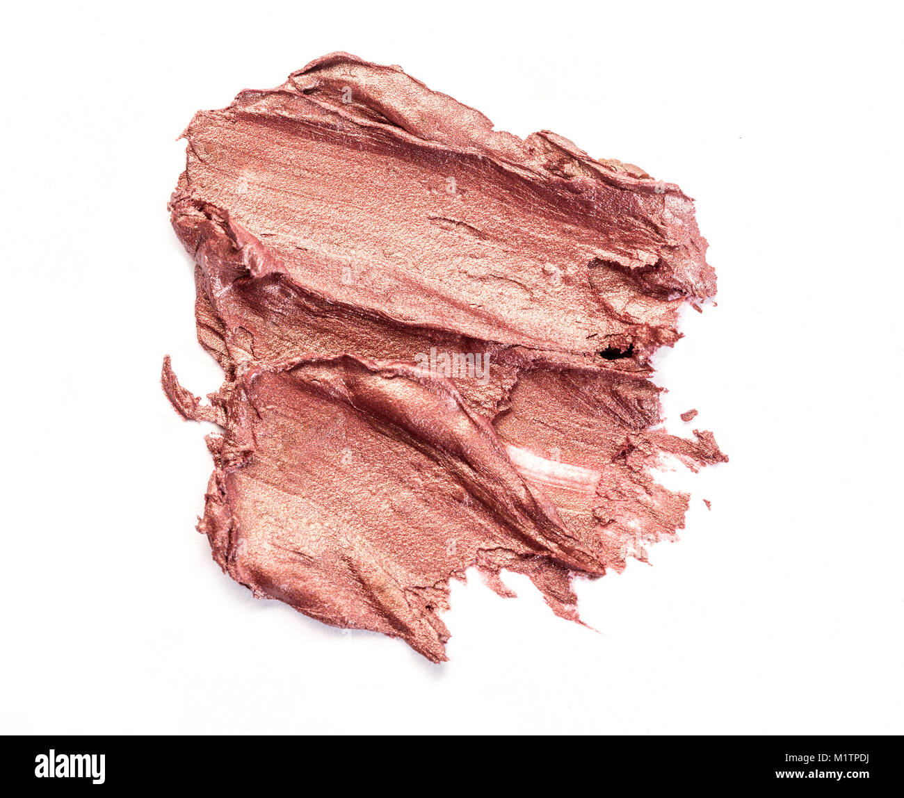 Sbavature del rossetto isolati su sfondo bianco Foto Stock