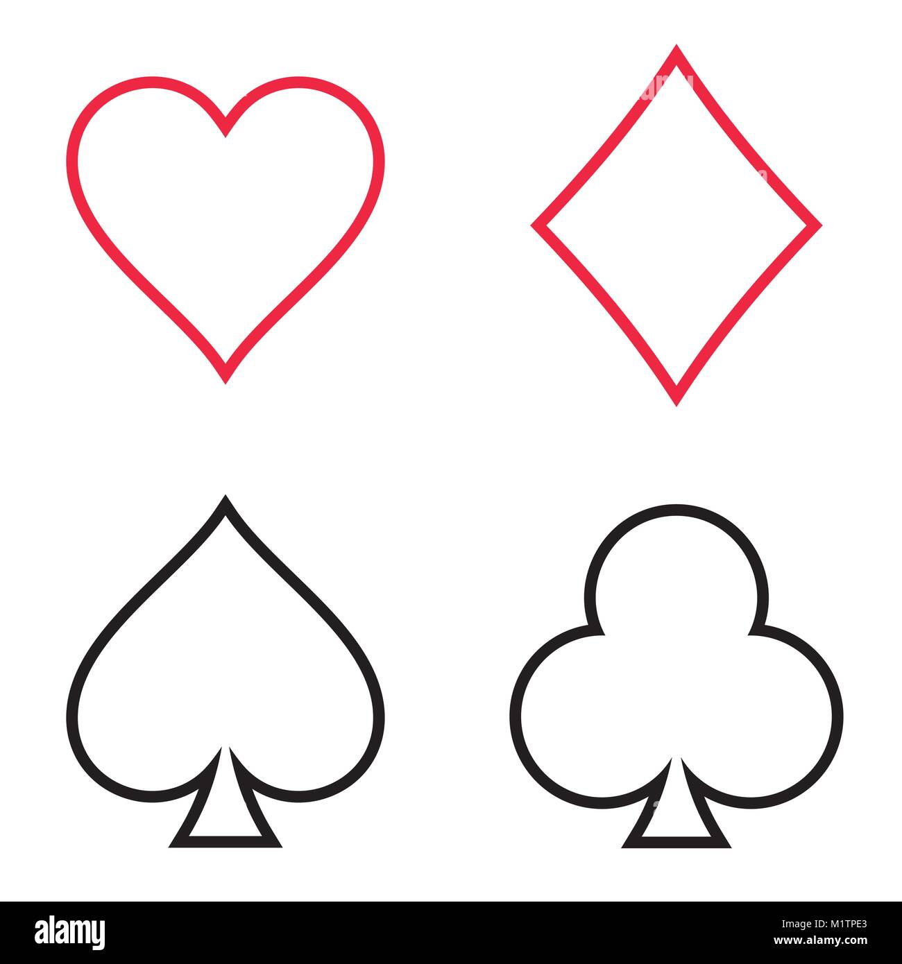 Carte da gioco simboli outline collection su sfondo bianco Immagine e  Vettoriale - Alamy