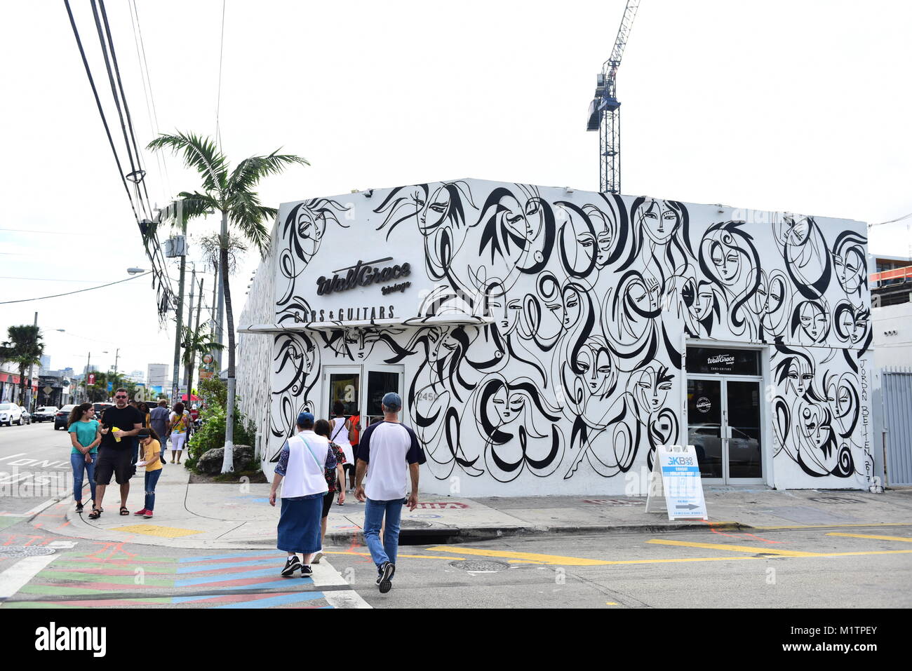 Il Wynwood Arts District si trova a Miami in Florida è sede di una comunità di gallerie d'arte, negozi di antiquariato, Open-air street-installazioni artistiche Foto Stock