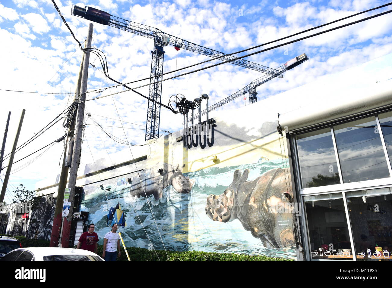 Il Wynwood Arts District si trova a Miami in Florida è sede di una comunità di gallerie d'arte, negozi di antiquariato, Open-air street-installazioni artistiche Foto Stock