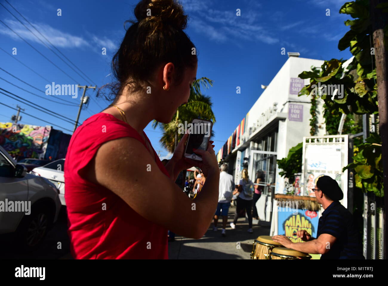 Il Wynwood Arts District si trova a Miami in Florida è sede di una comunità di gallerie d'arte, negozi di antiquariato, Open-air street-installazioni artistiche Foto Stock