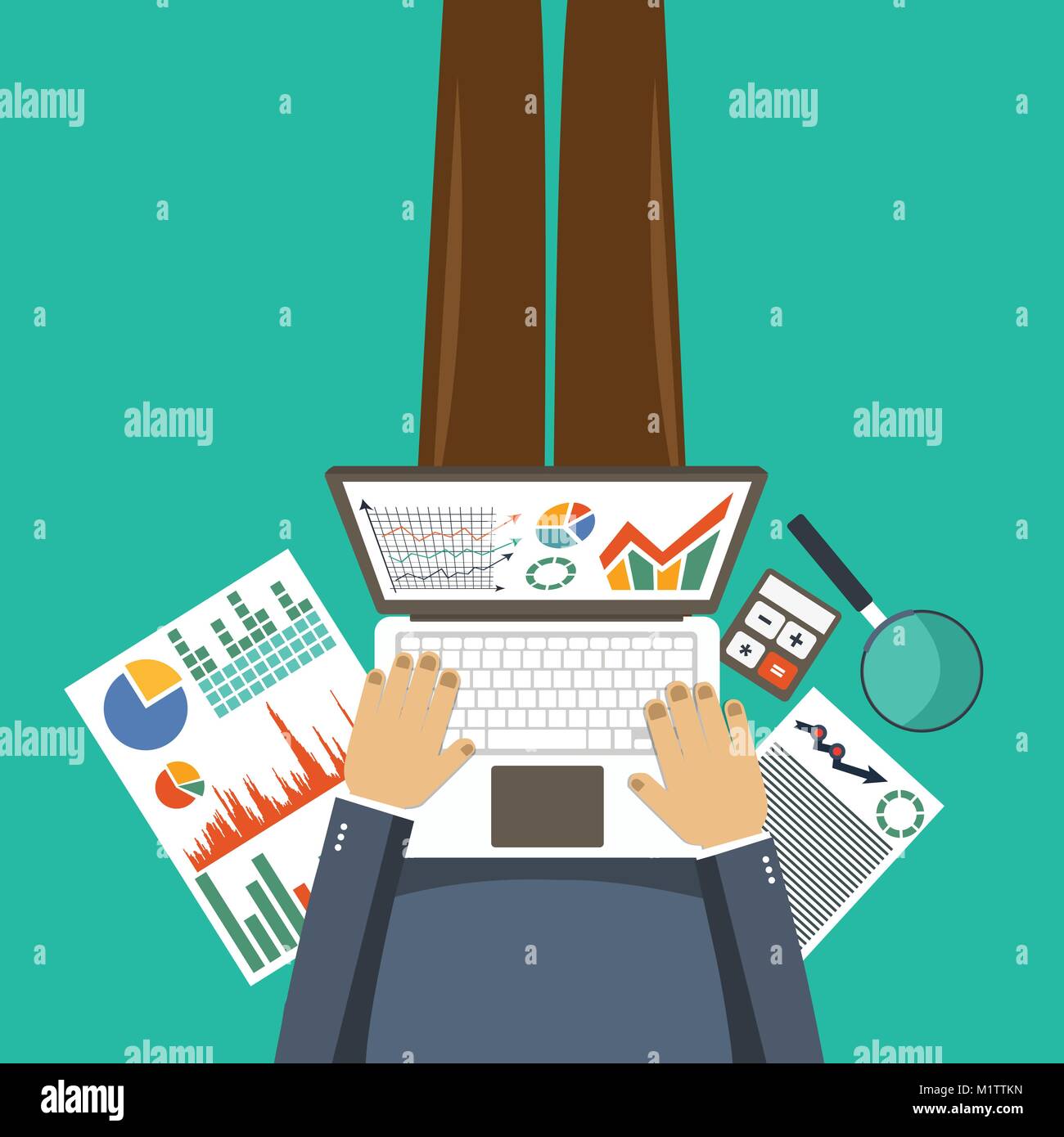 Investire denaro, economia globale, consigli commerciali, investimenti finanziari, notizie di mercato, investment banking, mercato dei futures trading, investimento a lungo termine Illustrazione Vettoriale