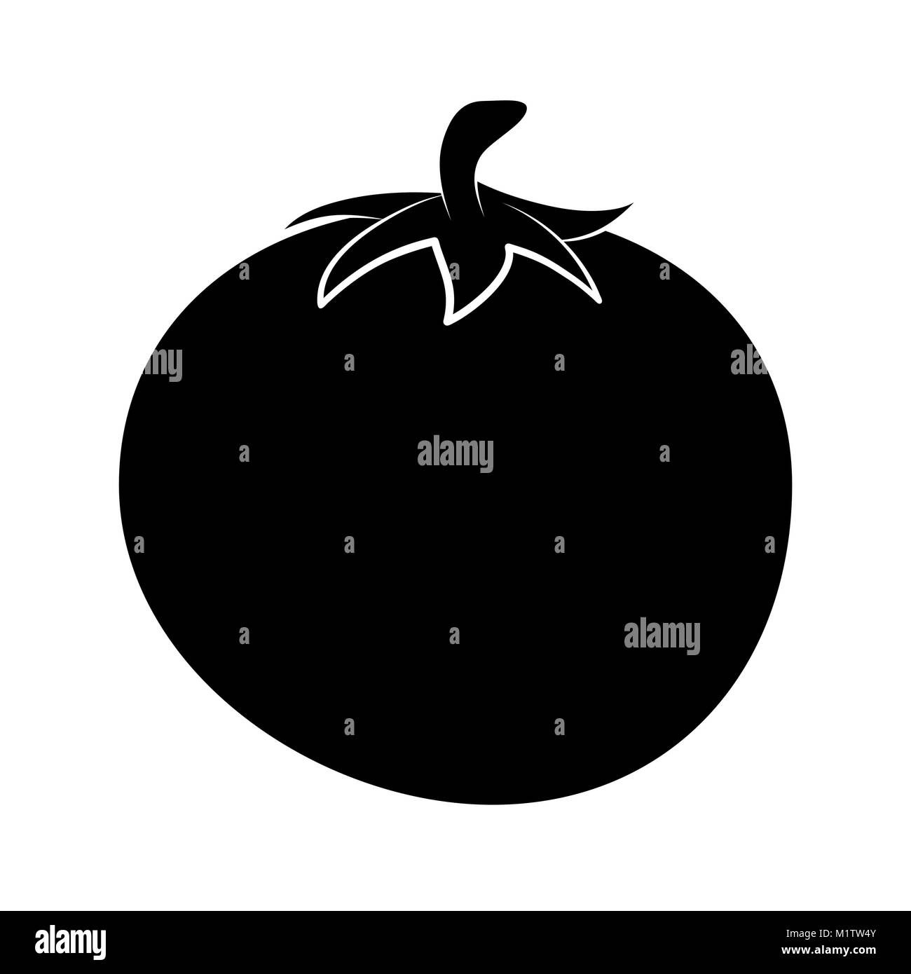 Silhouette di pomodoro isolato su sfondo bianco Illustrazione Vettoriale