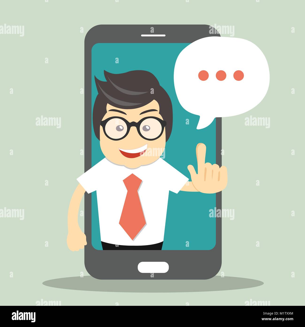 Il supporto tecnico del concetto. Lo schermo dello smartphone con un assistente virtuale. Appartamento illustrazione vettoriale Illustrazione Vettoriale