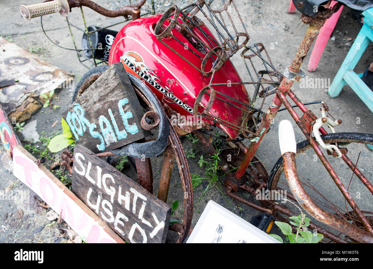 Harley Davidson Moto Junk Cafe Puerto Viejo Costa Rica America Centrale Foto Stock