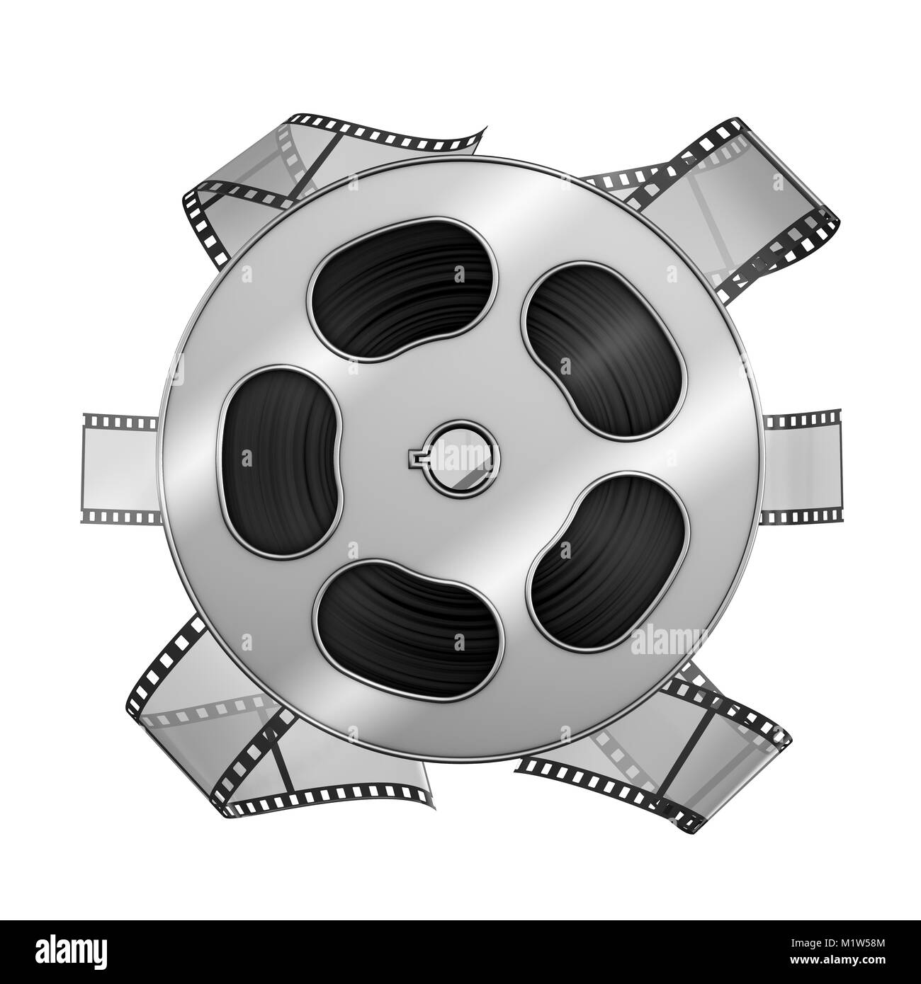 Rotolo di pellicola su uno sfondo bianco. Il rendering 3d. Foto Stock