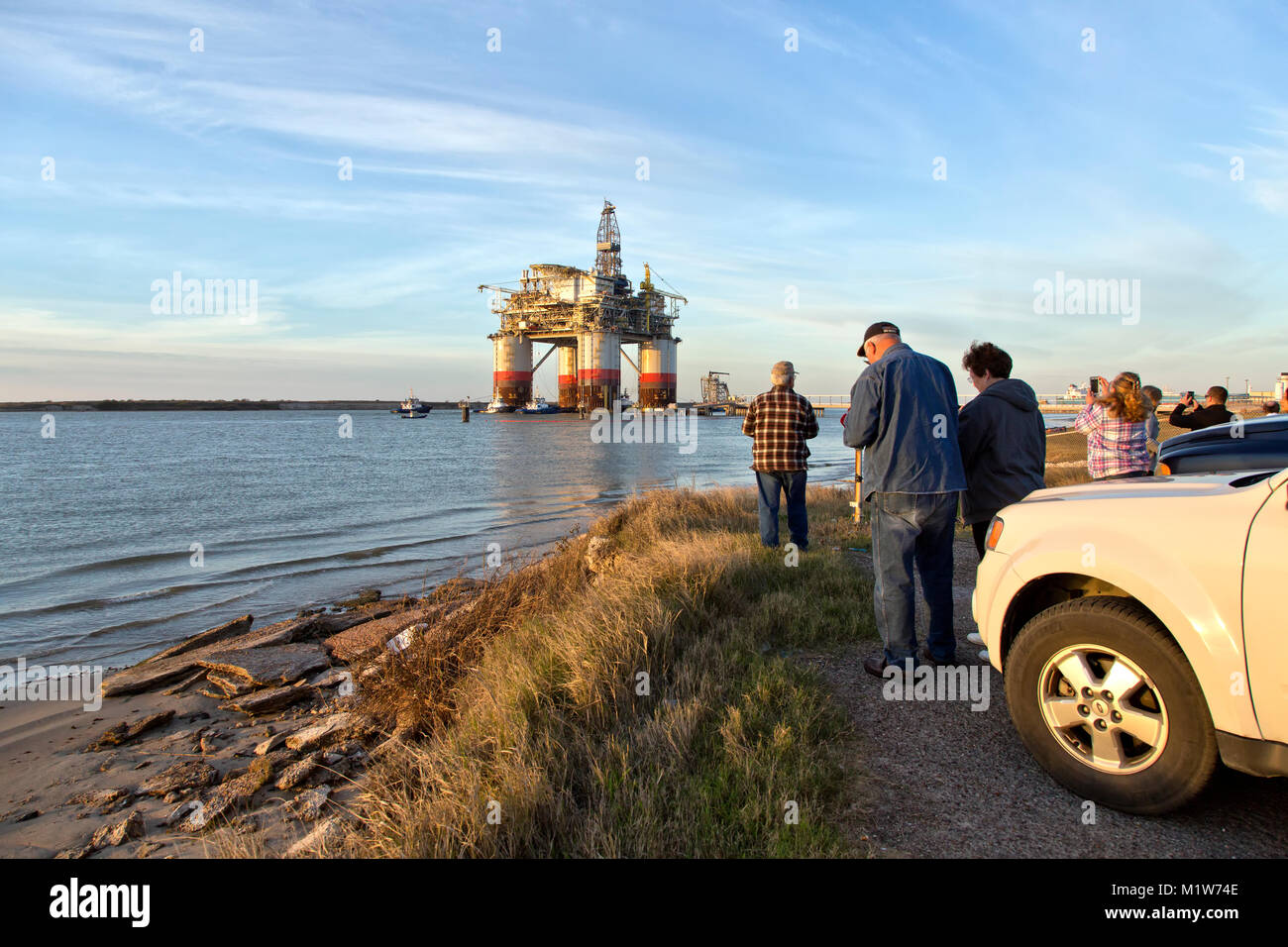 "Big Foot' Chevron Offshore piattaforma oceanica, petrolio e gas naturale attrezzatura di trivella, partì Ingleside. Foto Stock
