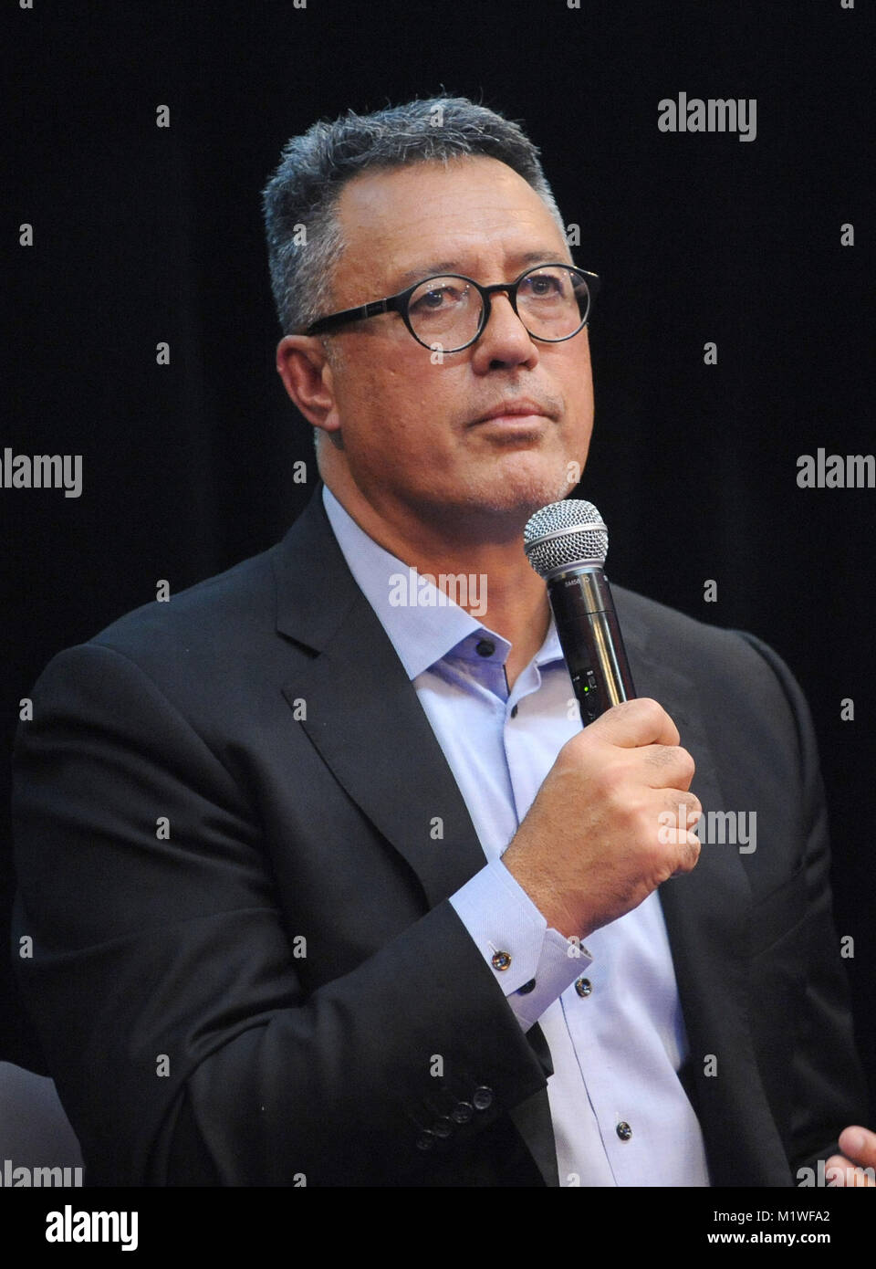 New York, NY, STATI UNITI D'AMERICA. Il 1° febbraio 2018. Ron Darling, ex Major League Baseball player e sportscaster di corrente su SNY, frequenta un 'Conversazione con Ron Darling' a San Francesco College il 1 febbraio 2018 a Brooklyn, New York. Darling ha discusso i suoi giorni con i NY Mets, il suo libro 'gioco 7, 1986: fallimento e trionfo nel grande gioco della mia vita " e la sua attuale posizione come un analisi e sportscaster su SNY. Credito: Giorgio Napolitano/media/punzone Alamy Live News Foto Stock