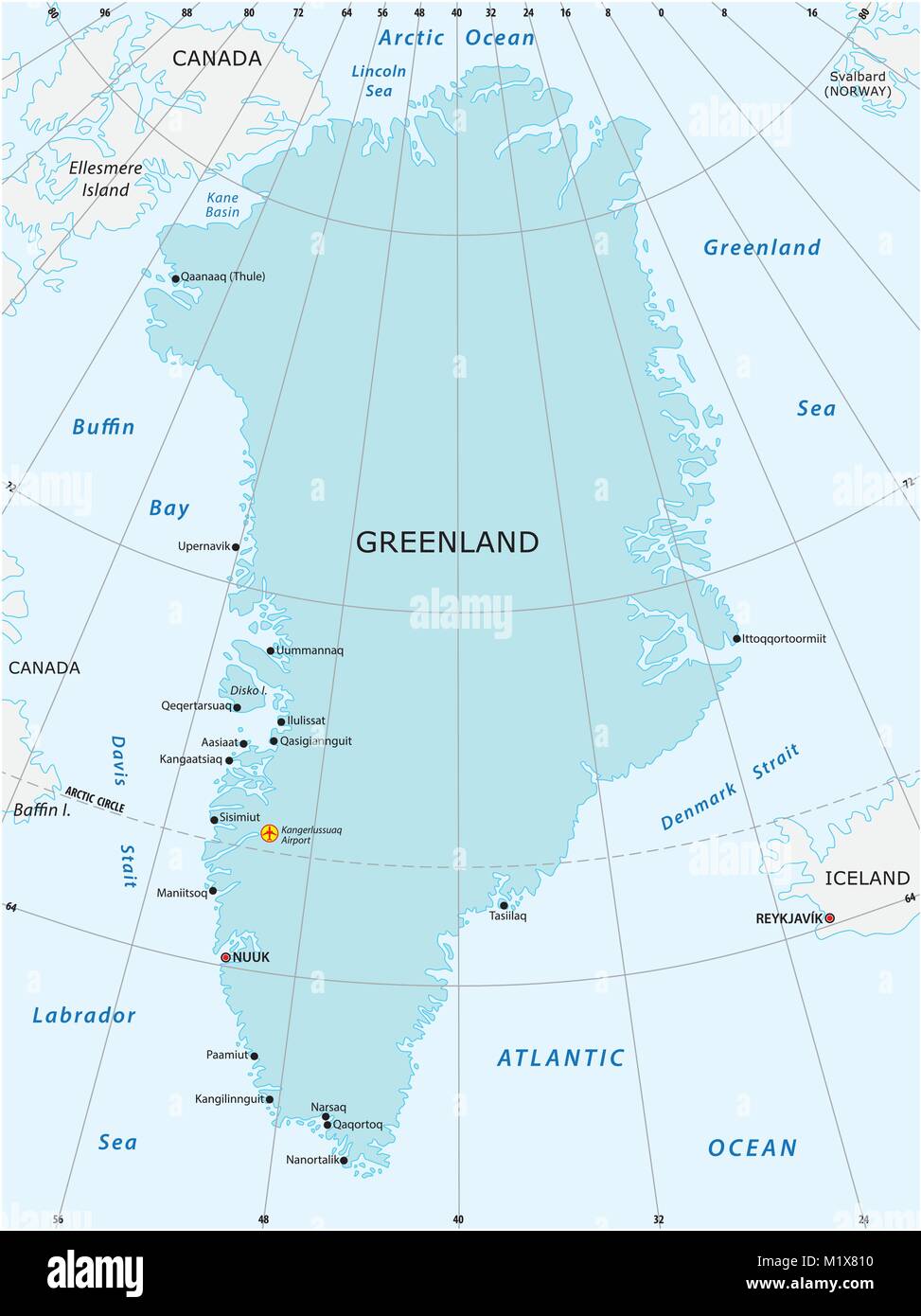 Mappa del vettore di stato autonomo della Groenlandia Illustrazione Vettoriale