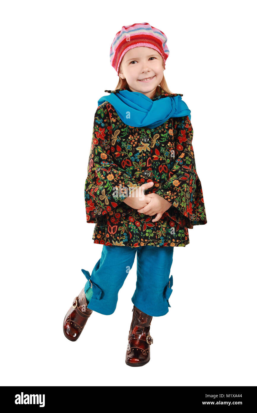 Ritratto di 5-anno-vecchia ragazza in abbigliamento moderno Foto Stock