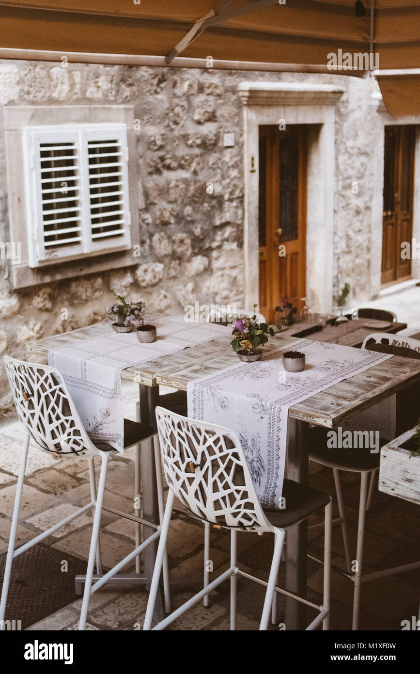 Per le strade della città vecchia di Dubrovnik Foto Stock