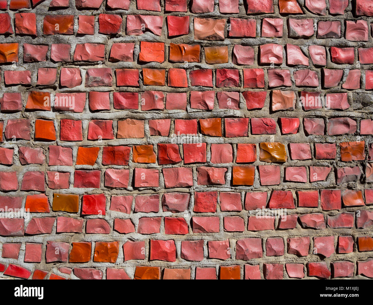 Mosaici di pietre rosse di forma rettangolare Foto Stock