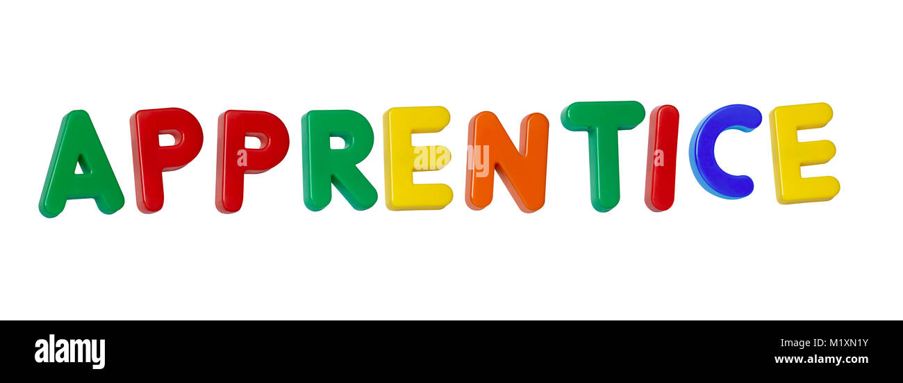 La parola 'Apprendista' costituito da plastica colorata lettere Foto Stock