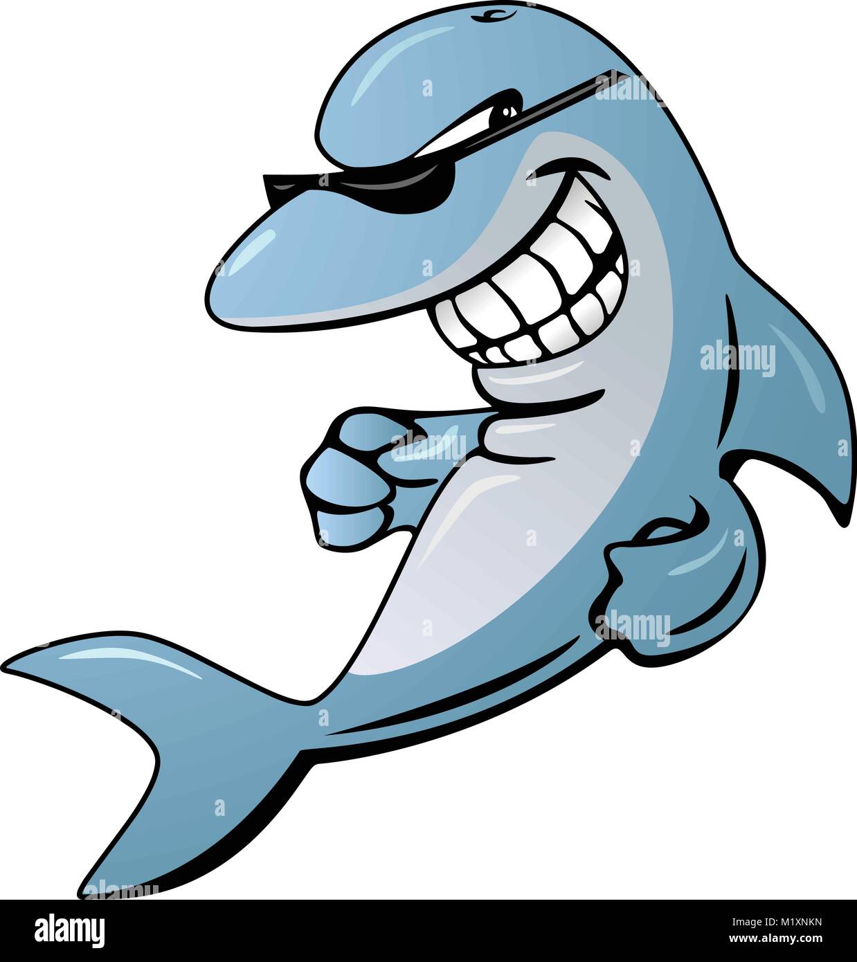 Cool Dolphin personaggio dei fumetti vettore grafico illustrazione Illustrazione Vettoriale