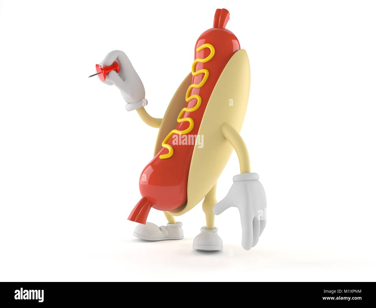 Hot Dog carattere con la puntina isolati su sfondo bianco Foto Stock