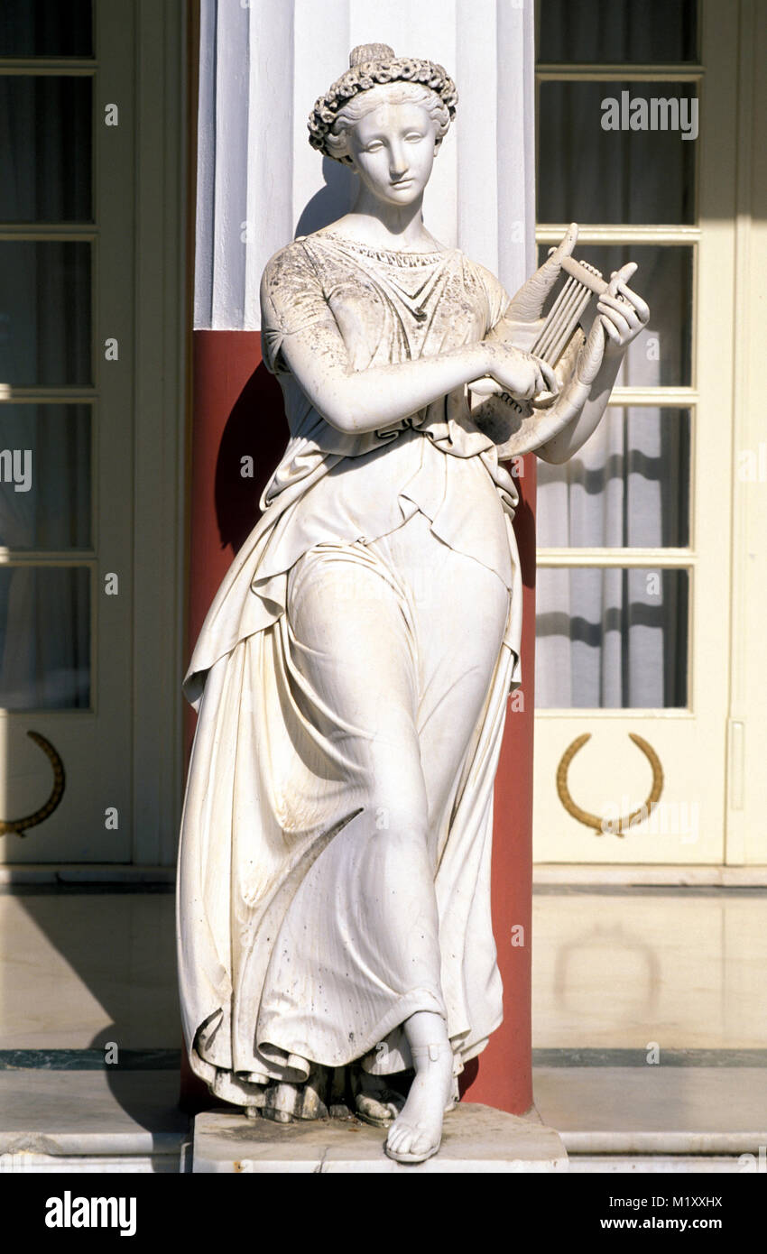 Statua di Achillion Palace, Corfù, Grecia, Europa Foto Stock
