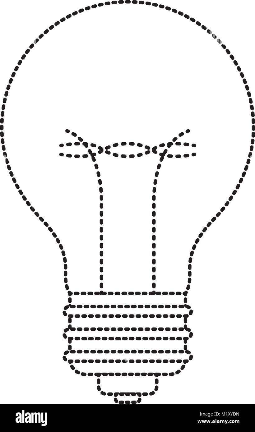 Icona della lampadina in nero contorno tratteggiato Illustrazione Vettoriale