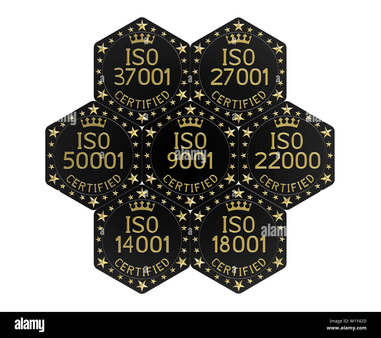 ISO vari standard, 3D rendering, isolato su bianco Foto Stock