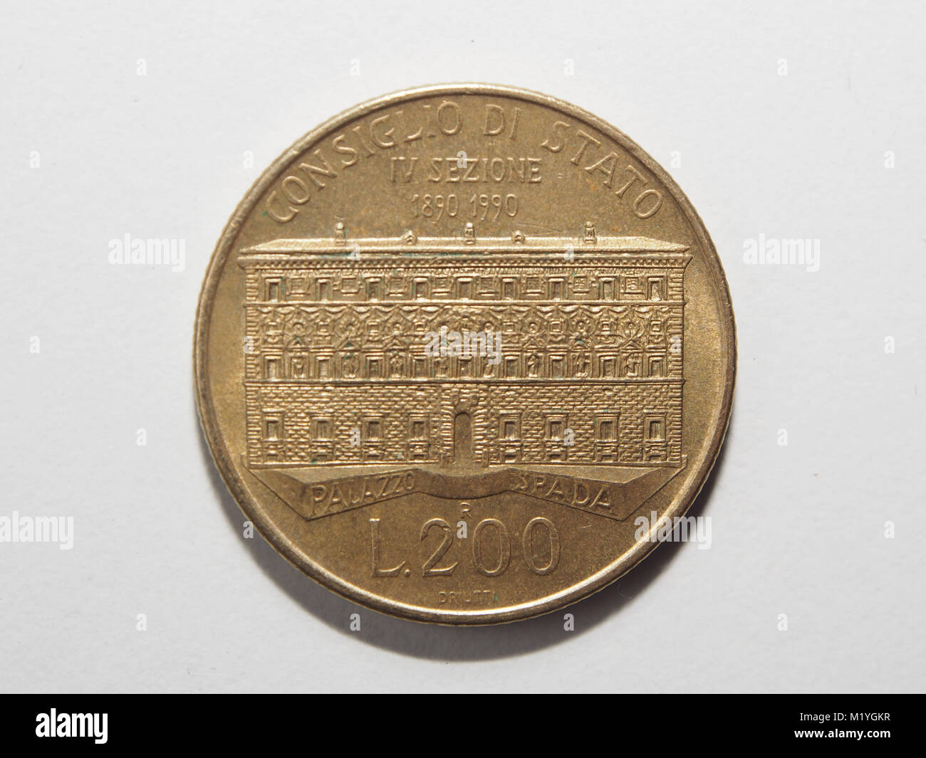 Un vecchio Italiano 200 monete in lire Foto Stock