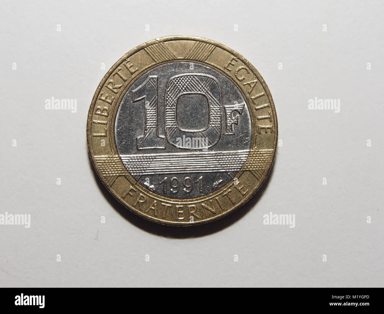 Un 1994 dieci francese Franc coin Foto Stock