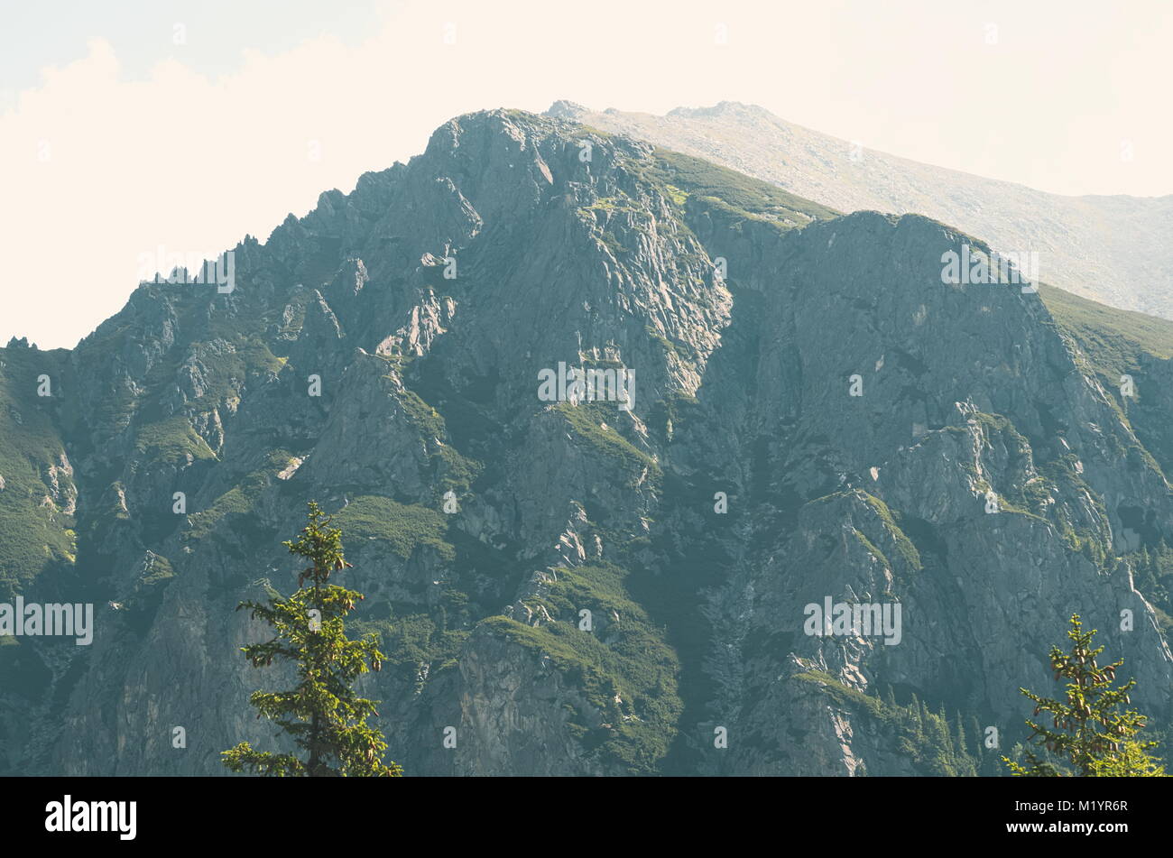 Picco di montagna in Alti Tatra su una soleggiata giornata estiva Foto Stock