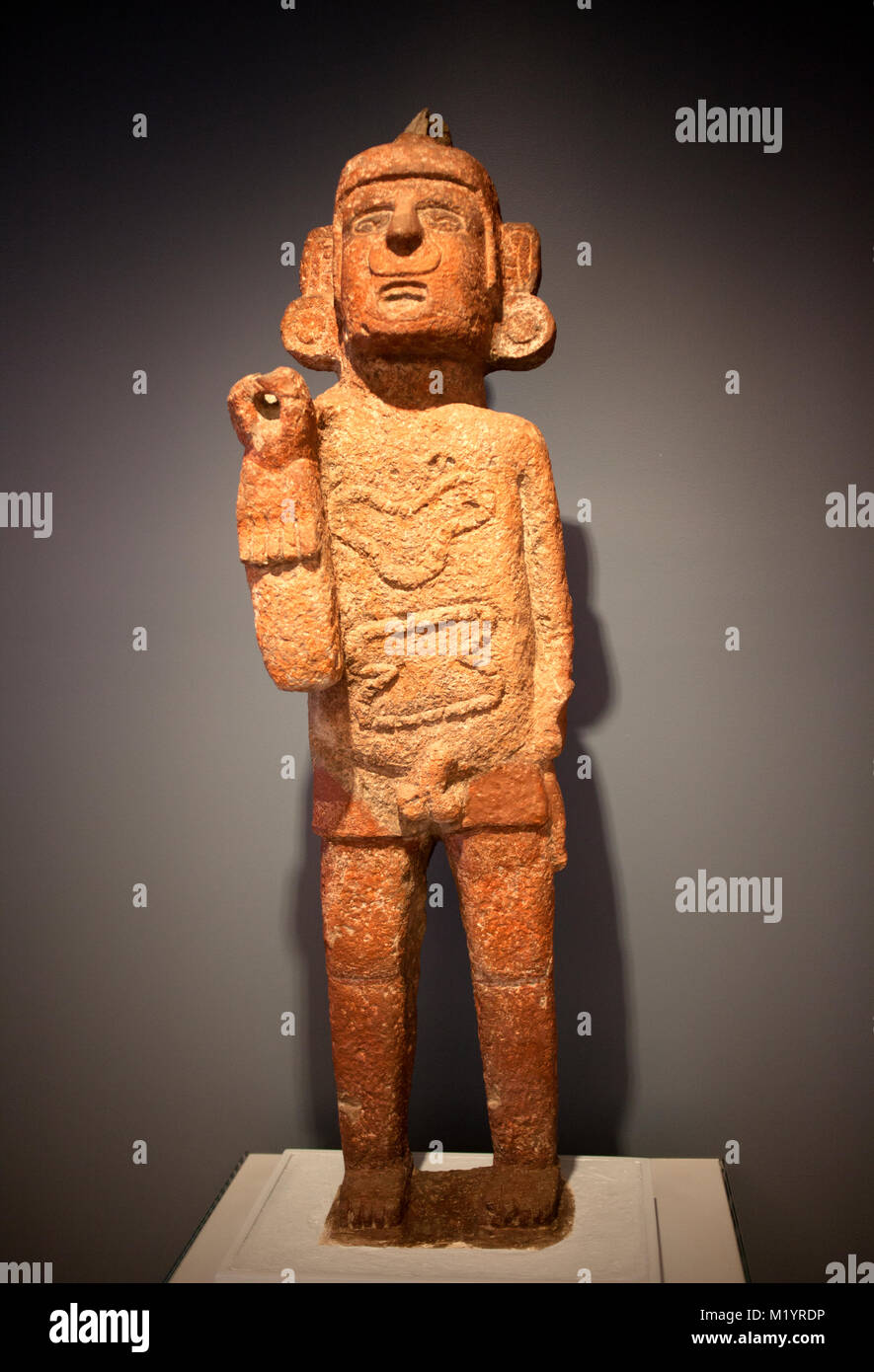 Una immagine del dio Xipe-Totec visualizzato nel museo Amparo, a Puebla de los Angeles, Messico Foto Stock