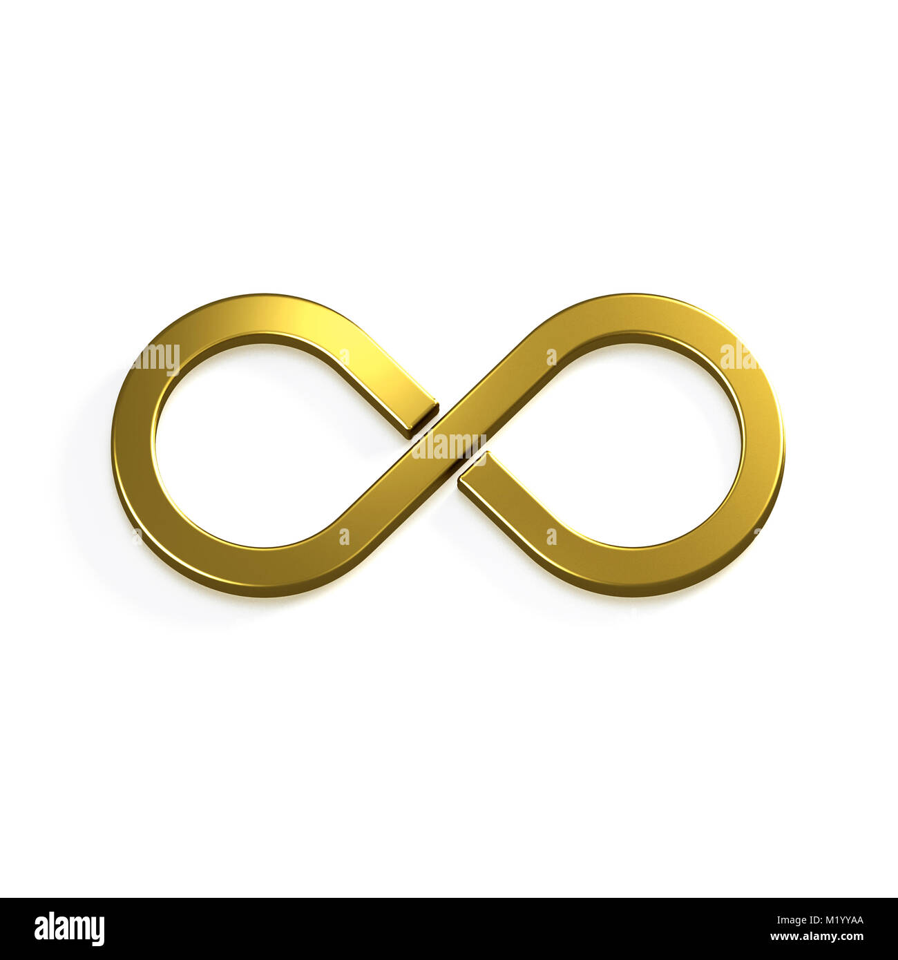 Infinito simbolo d'oro. 3D Render illustrazione Foto Stock