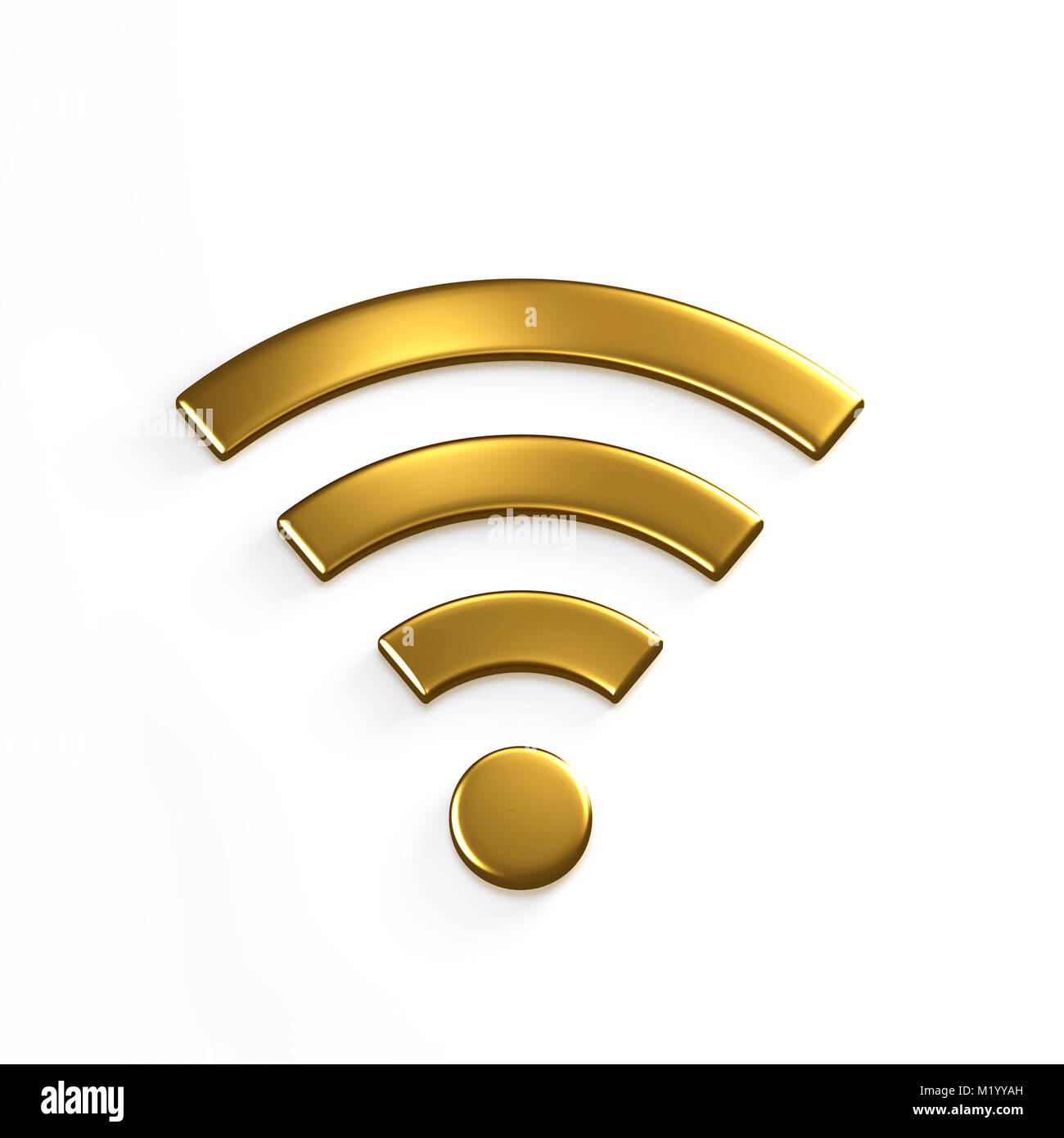 WiFi wireless Symbol. 3D Oro illustrazione di rendering Foto Stock