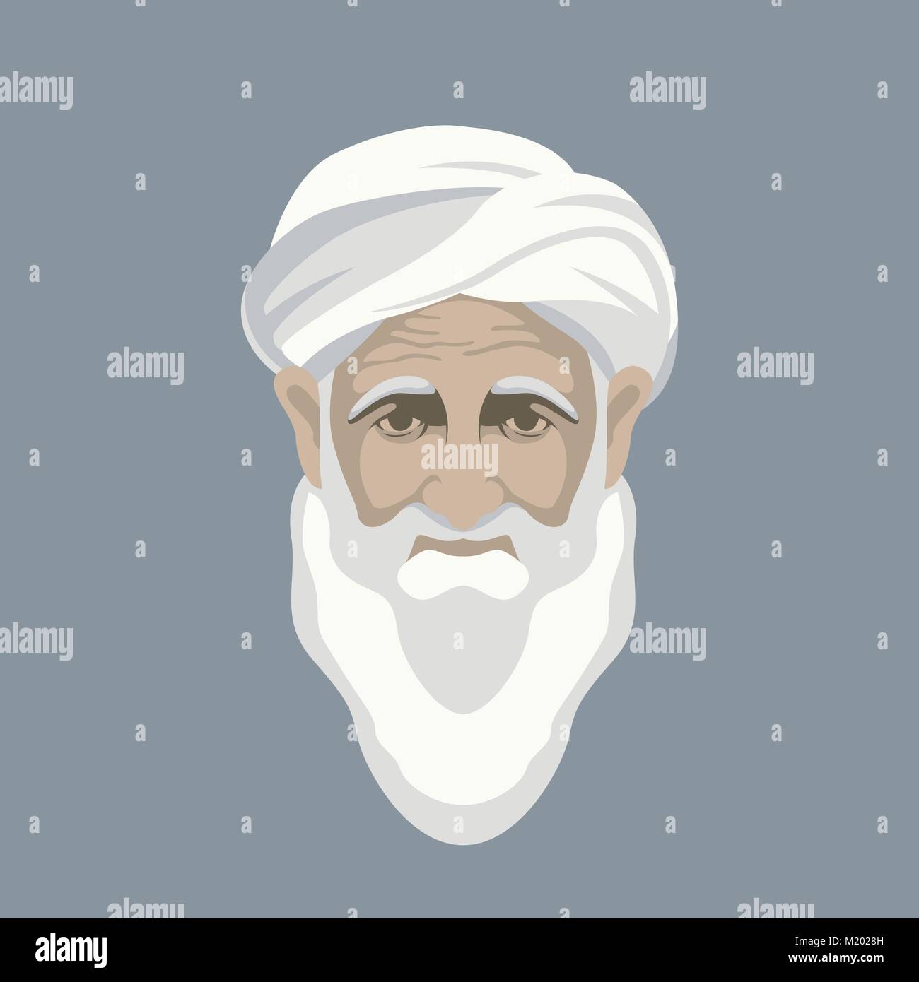 Arab vecchio uomo faccia illustrazione vettoriale in stile appartamento vista anteriore Illustrazione Vettoriale