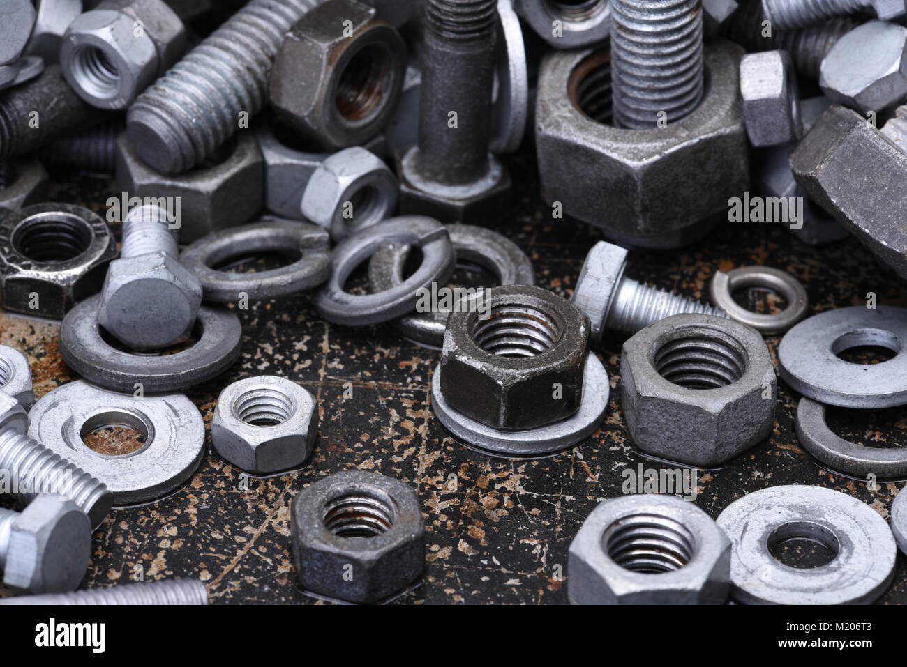 Dadi e bulloni closeup Foto Stock