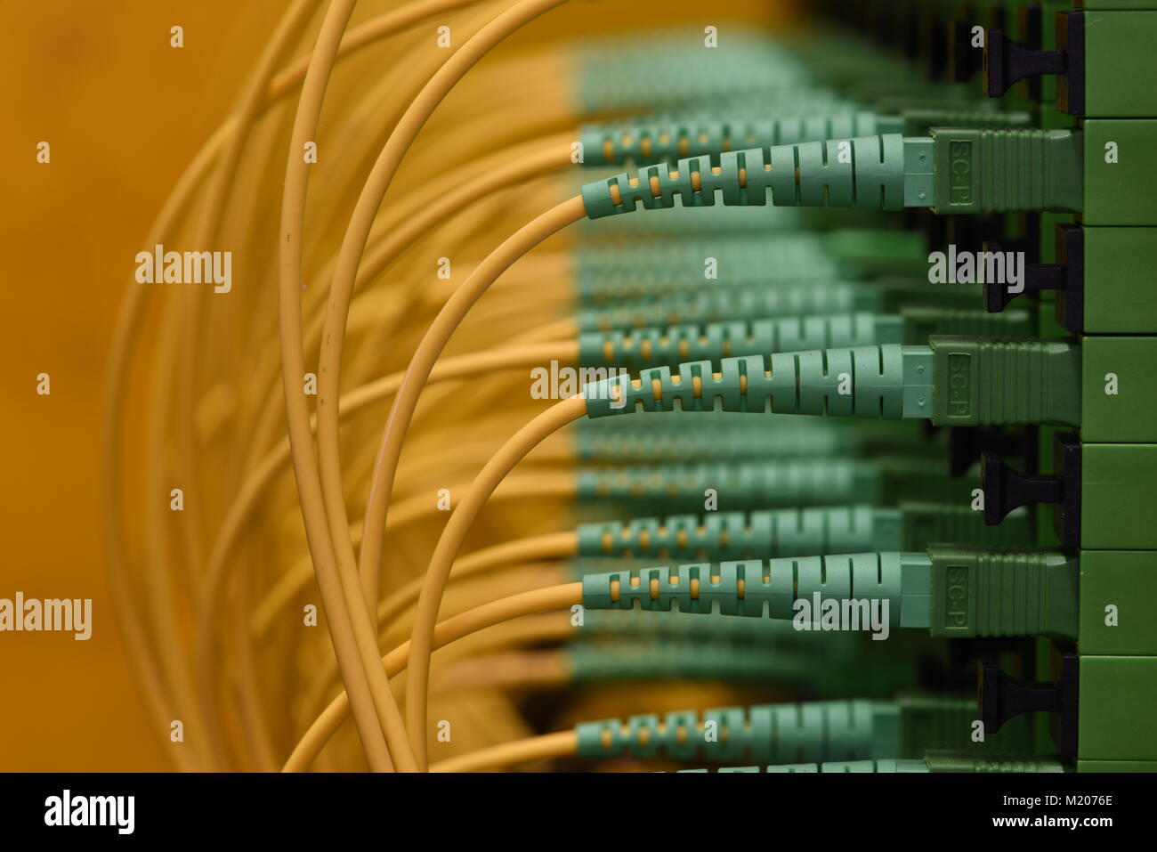 Ottica pannelli di distribuzione con cavo a fibra ottica Foto Stock