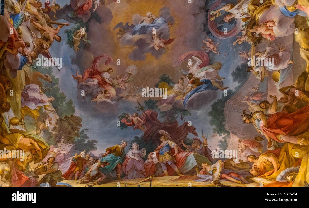 Alexander room soffitto (Palazzo Reale di Caserta) Foto Stock