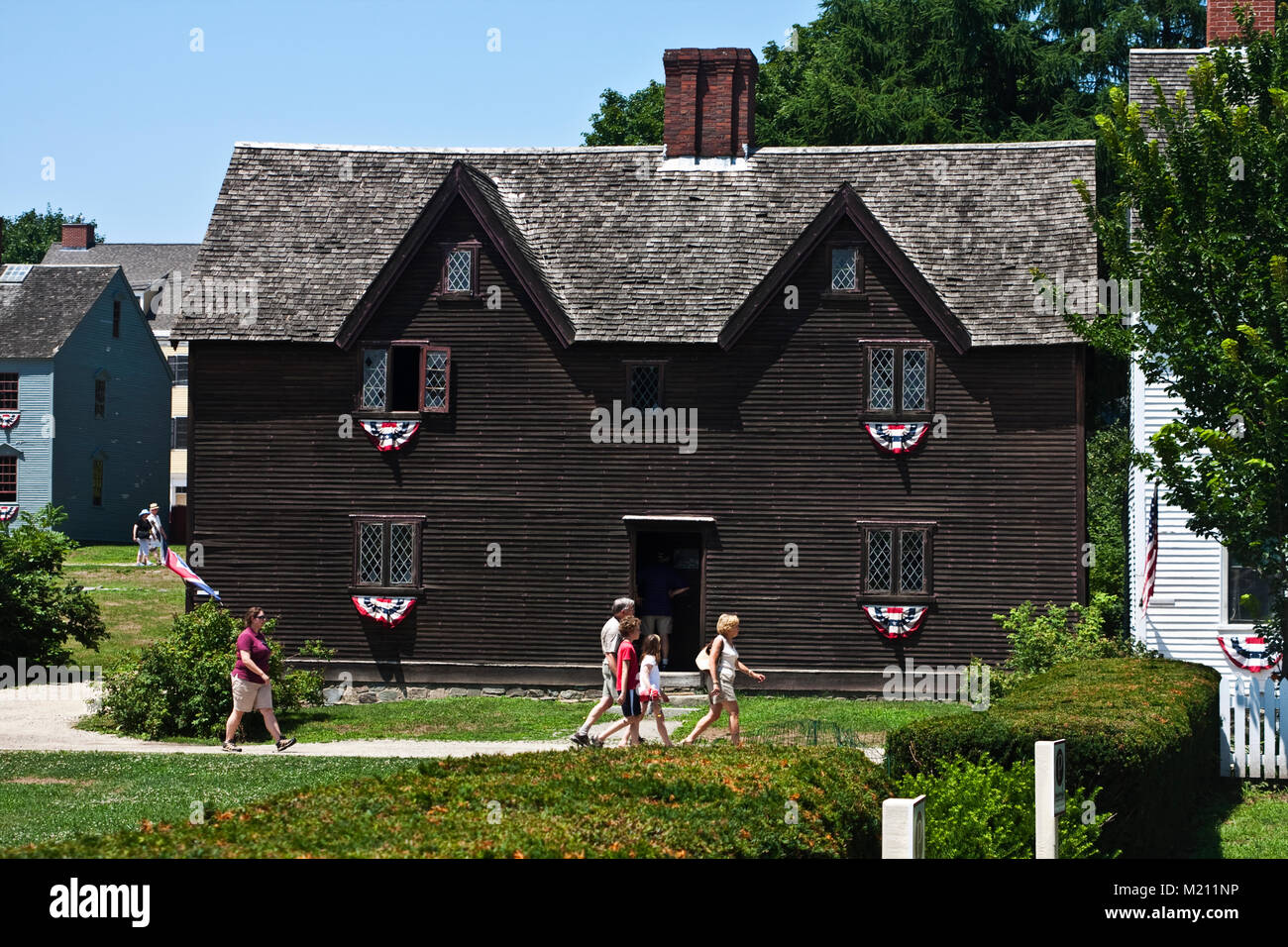 Portsmouth New Hampshire: Strawbery Banke Museum a Pozza Sherburne Dock House 1695 Foto Stock