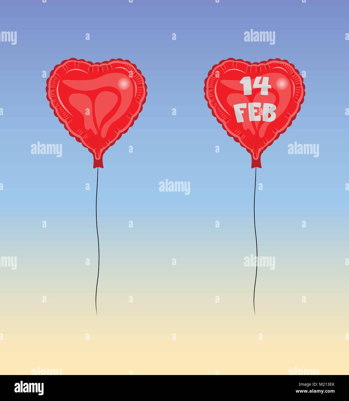 14 feb palloncino. Il testo Tipi di fatto convertito in contorni e non è necessario alcun font. Illustrazione Vettoriale