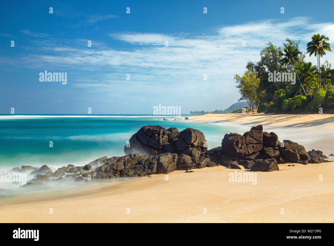 Tropical Beach in North Shore Oahu, Hawaii Foto Stock