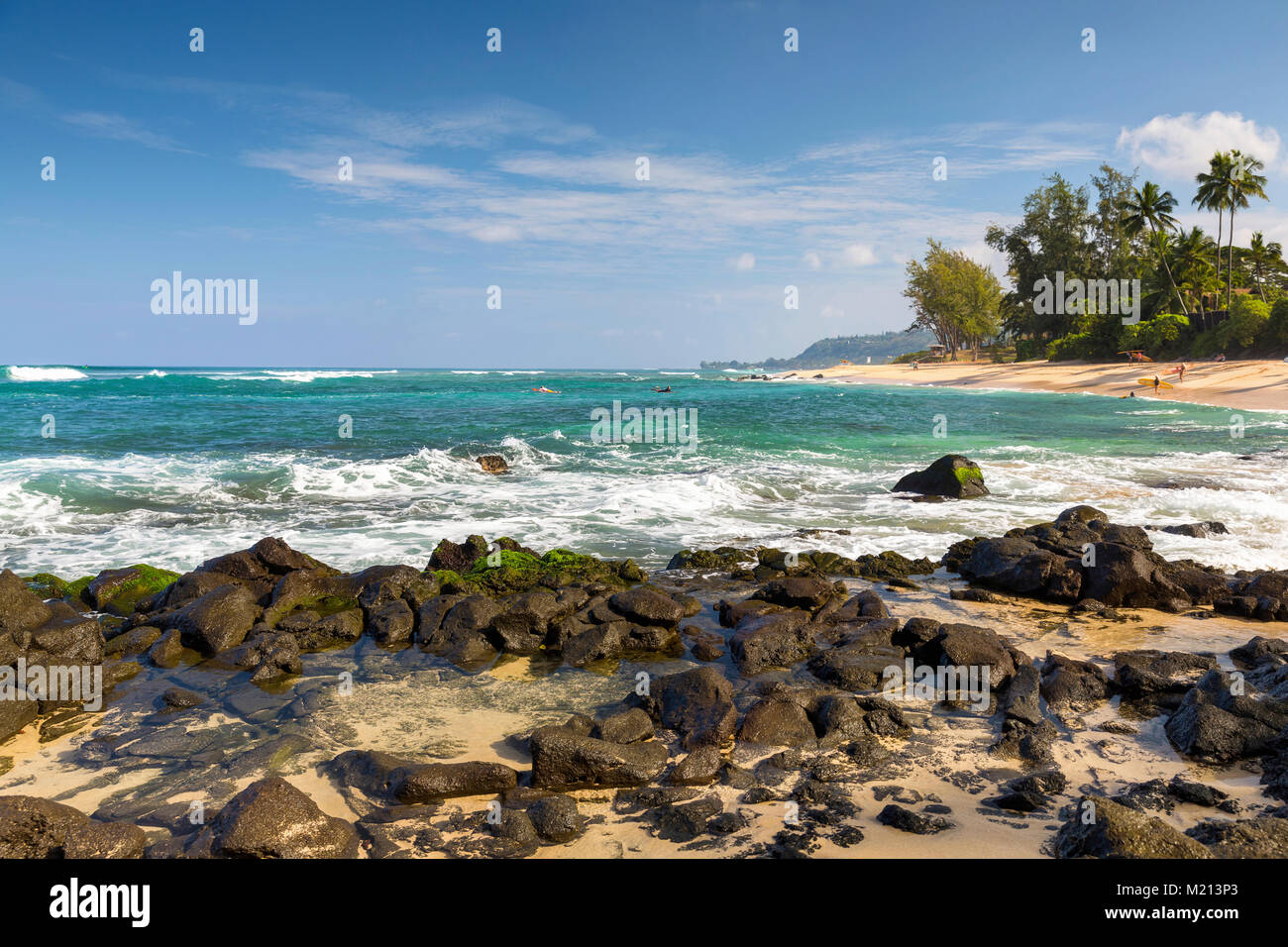 Tropical Laniakea Beach in North Shore Oahu, Hawaii Foto Stock