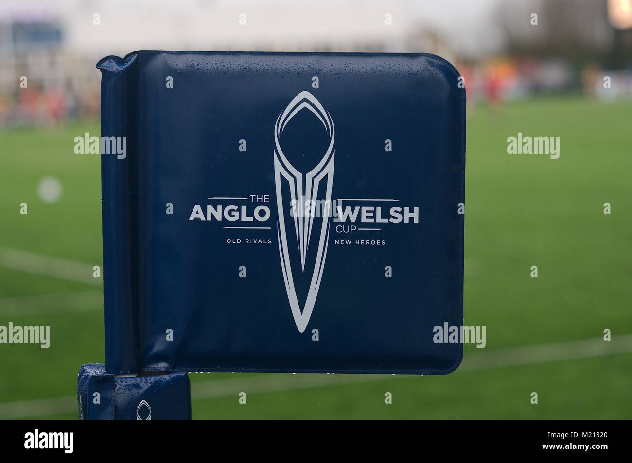 Newcastle upon Tyne, Inghilterra, 3 febbraio 2018. Bandiera per la Anglo Welsh cup. Credito: Colin Edwards/Alamy Live News Foto Stock