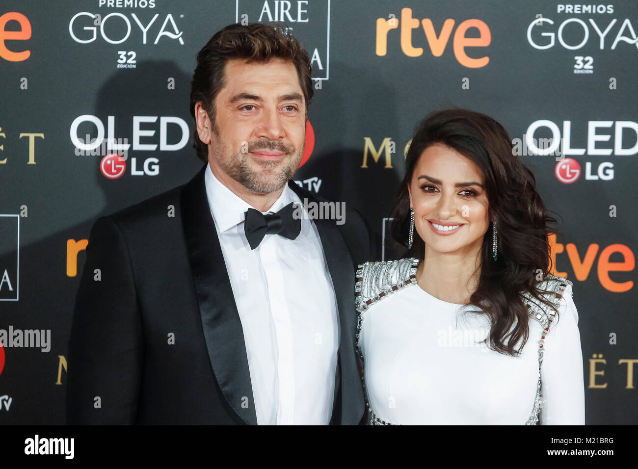 Madrid, Spagna. 03Feb, 2018. Penelope Cruz e Javier Bardem frequentare il Goya cinema premi al Marriot Hotel di Madrid in Spagna il 3 febbraio 2018. Credito: Jimmy Olsen/media/punzone Alamy Live News Foto Stock