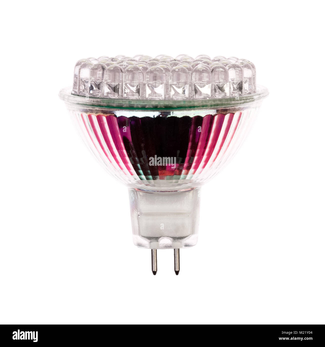 Luce LED lampadina con presa GU5.3 isolato su bianco Foto Stock