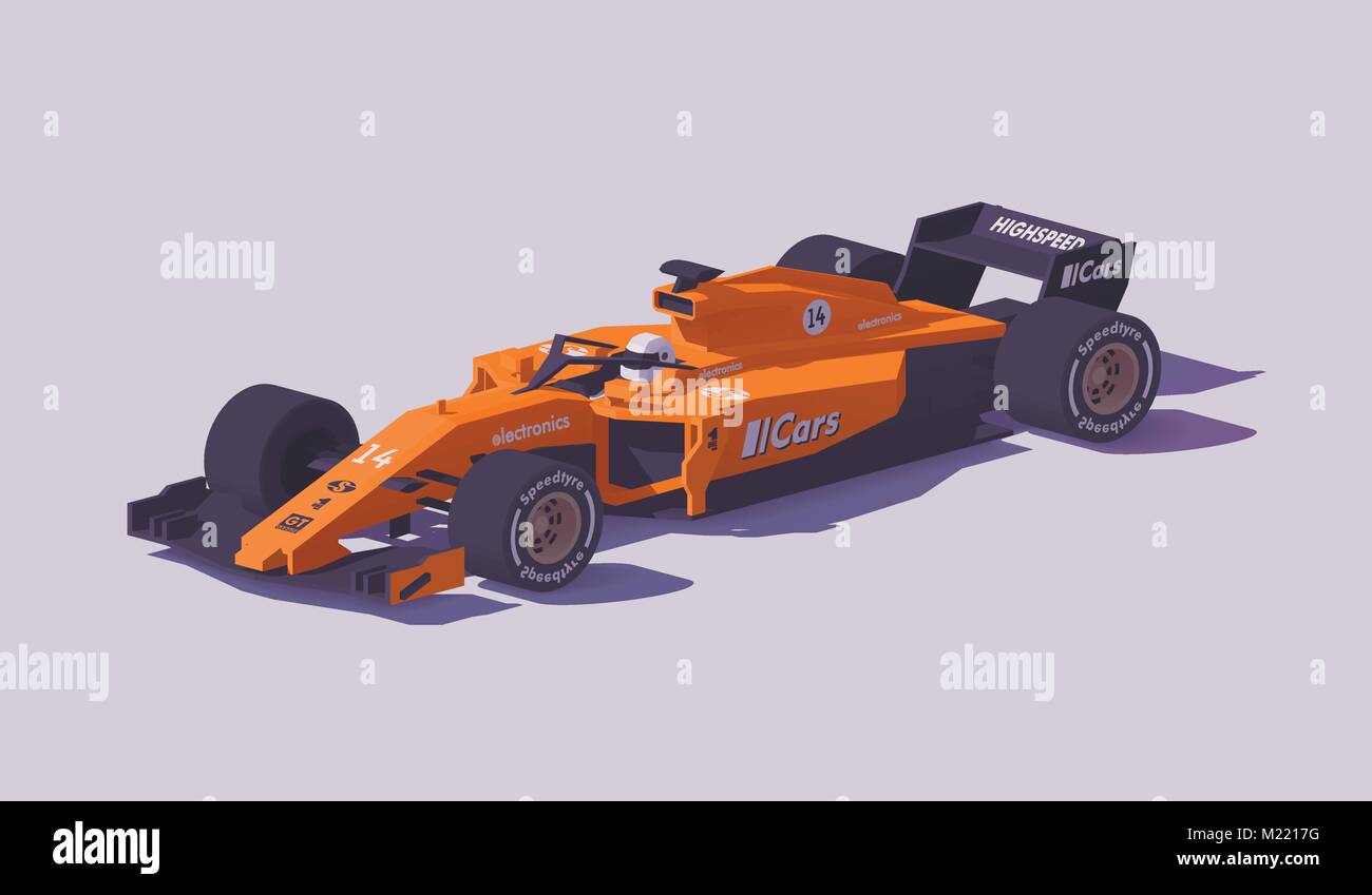 Vettore low poly formula racing car Illustrazione Vettoriale