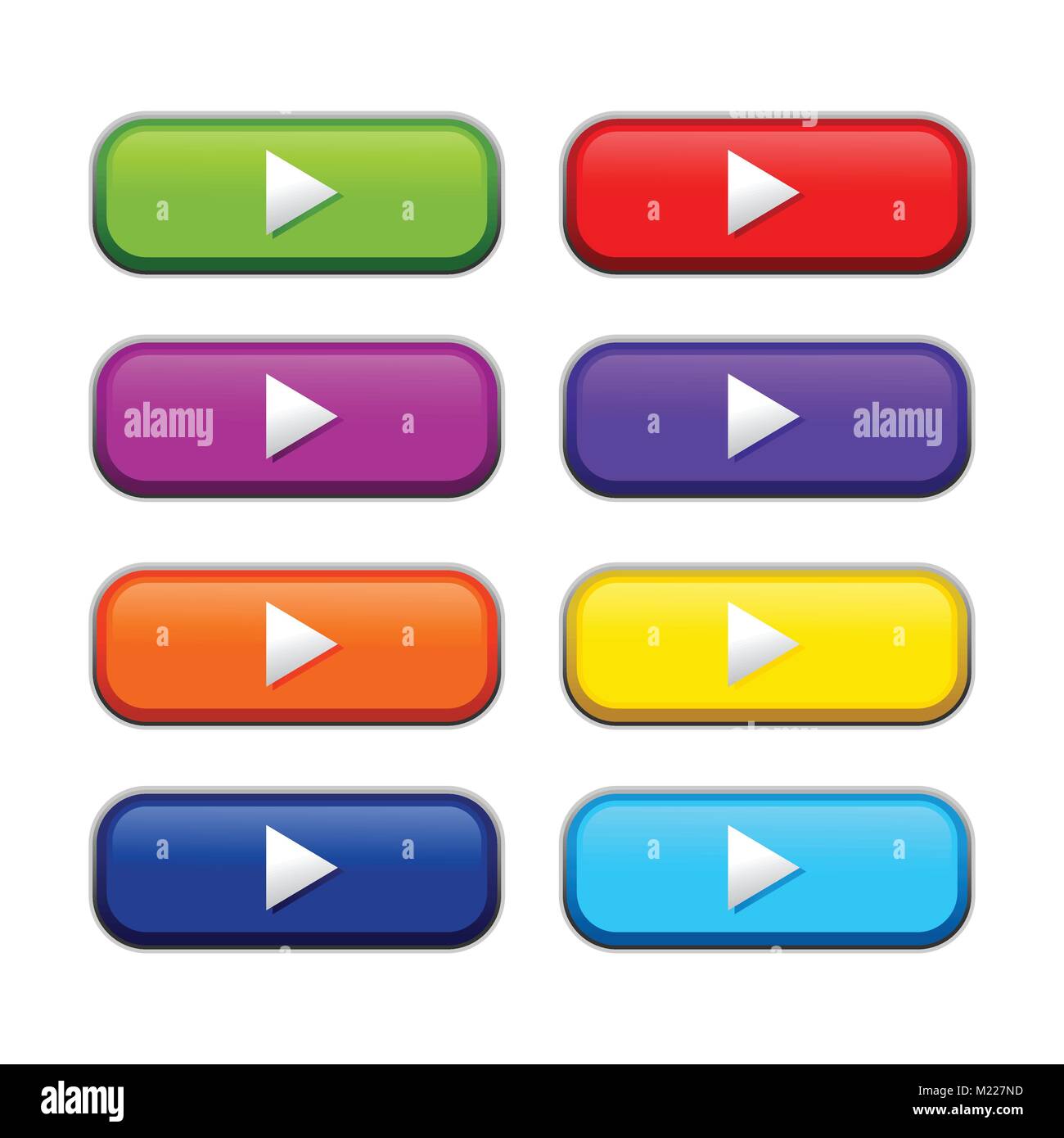 Colori vari Box arrotondati pulsanti Web Vector Graphic Design Illustrazione Vettoriale