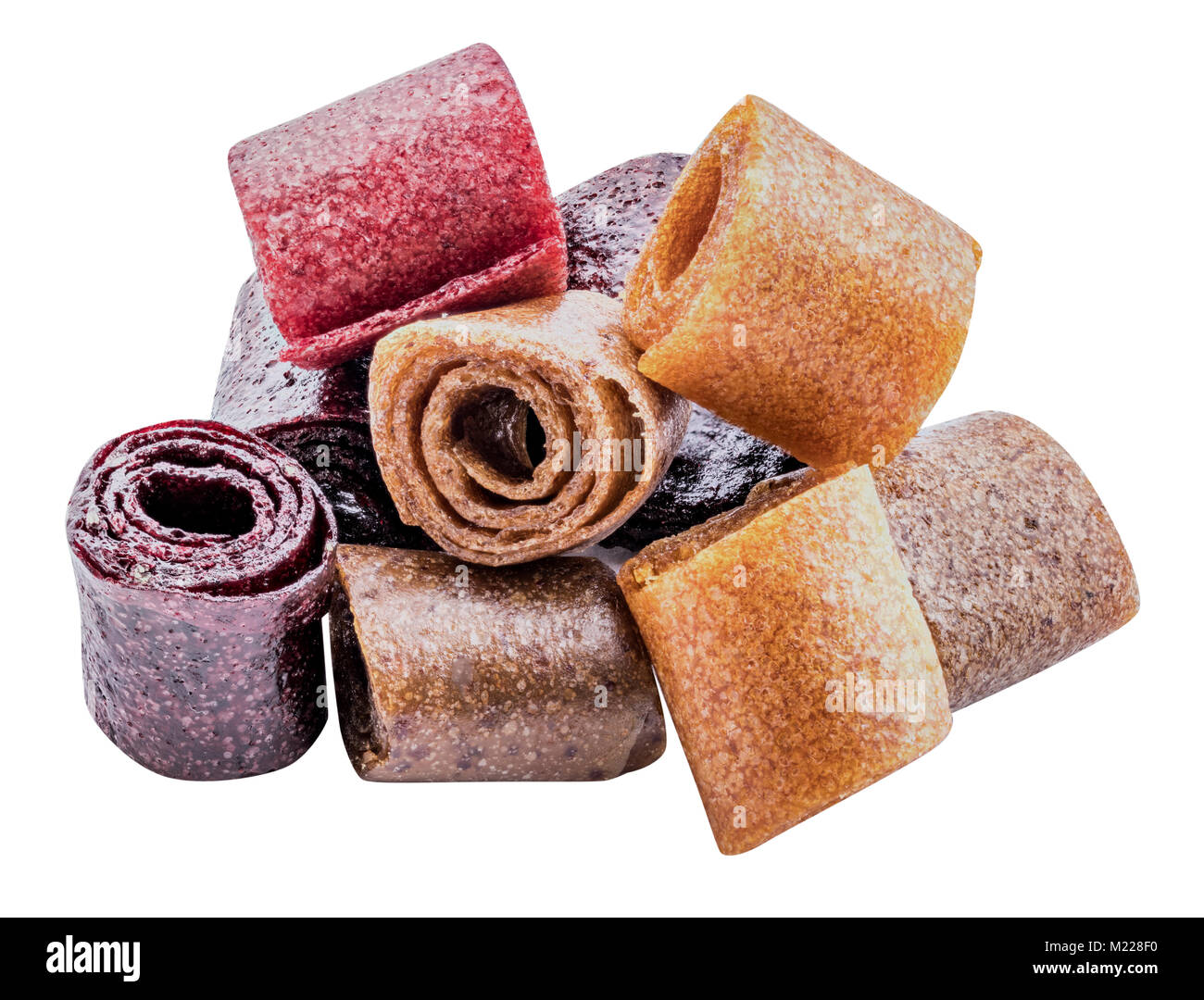 Dolce isolato purea di frutta pastila con tracciato di ritaglio Foto Stock