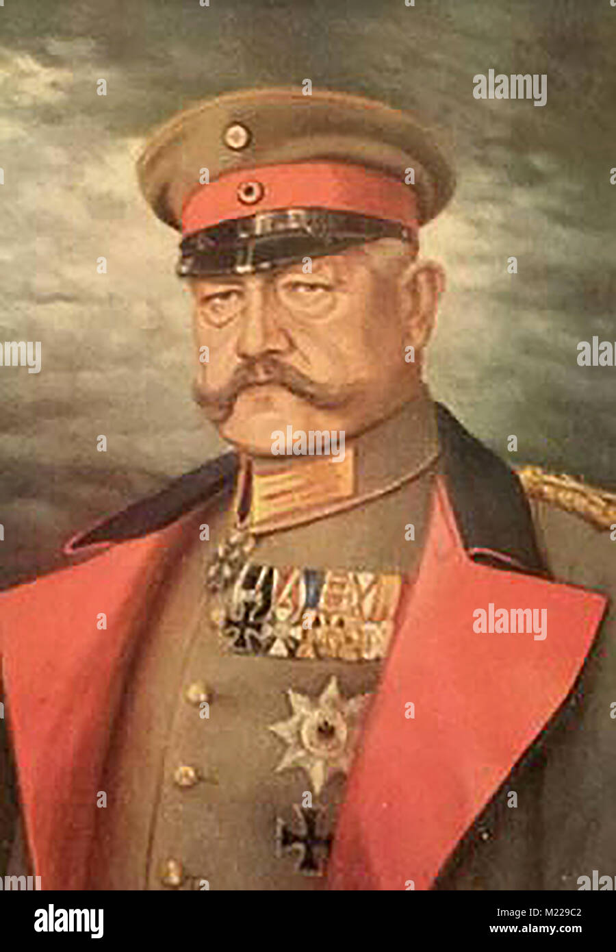 La prima guerra mondiale (1914-1918) aka la Grande Guerra o la prima guerra mondiale - una guerra di trincea - un ritratto a colori della prima guerra mondiale di Guerra Tedesco Hindenburg Commander (Paul Ludwig Hans Anton von Beneckendorff und von Hindenburg), poi Presidente del Reich tedesco nel 1925 Foto Stock