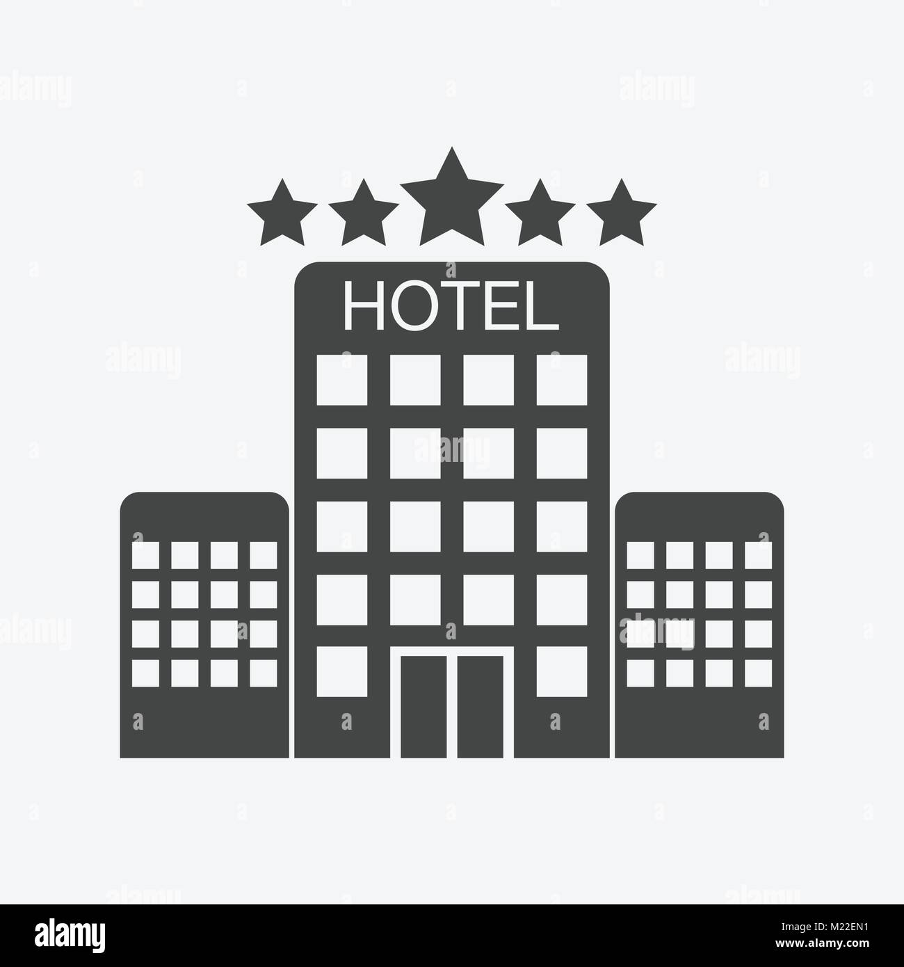 Icona Hotel isolato su sfondo bianco. Semplice piatto pittogramma per business, marketing, internet concetto. Moderno e alla moda di simboli vettoriali per il web site des Illustrazione Vettoriale